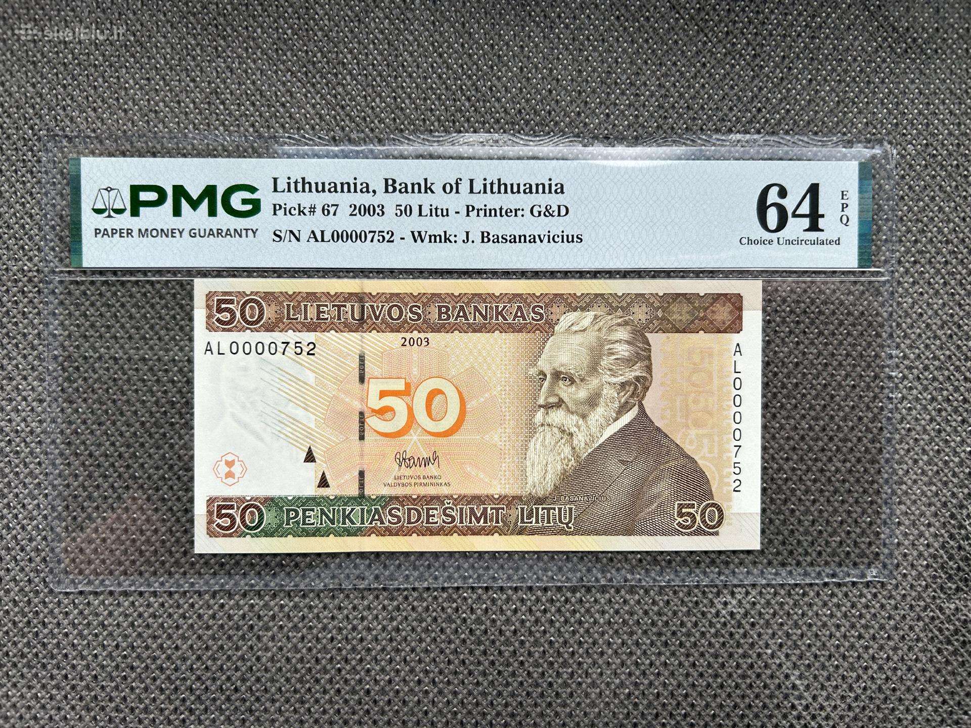50 Litų 2003 m. žema serija Pmg64