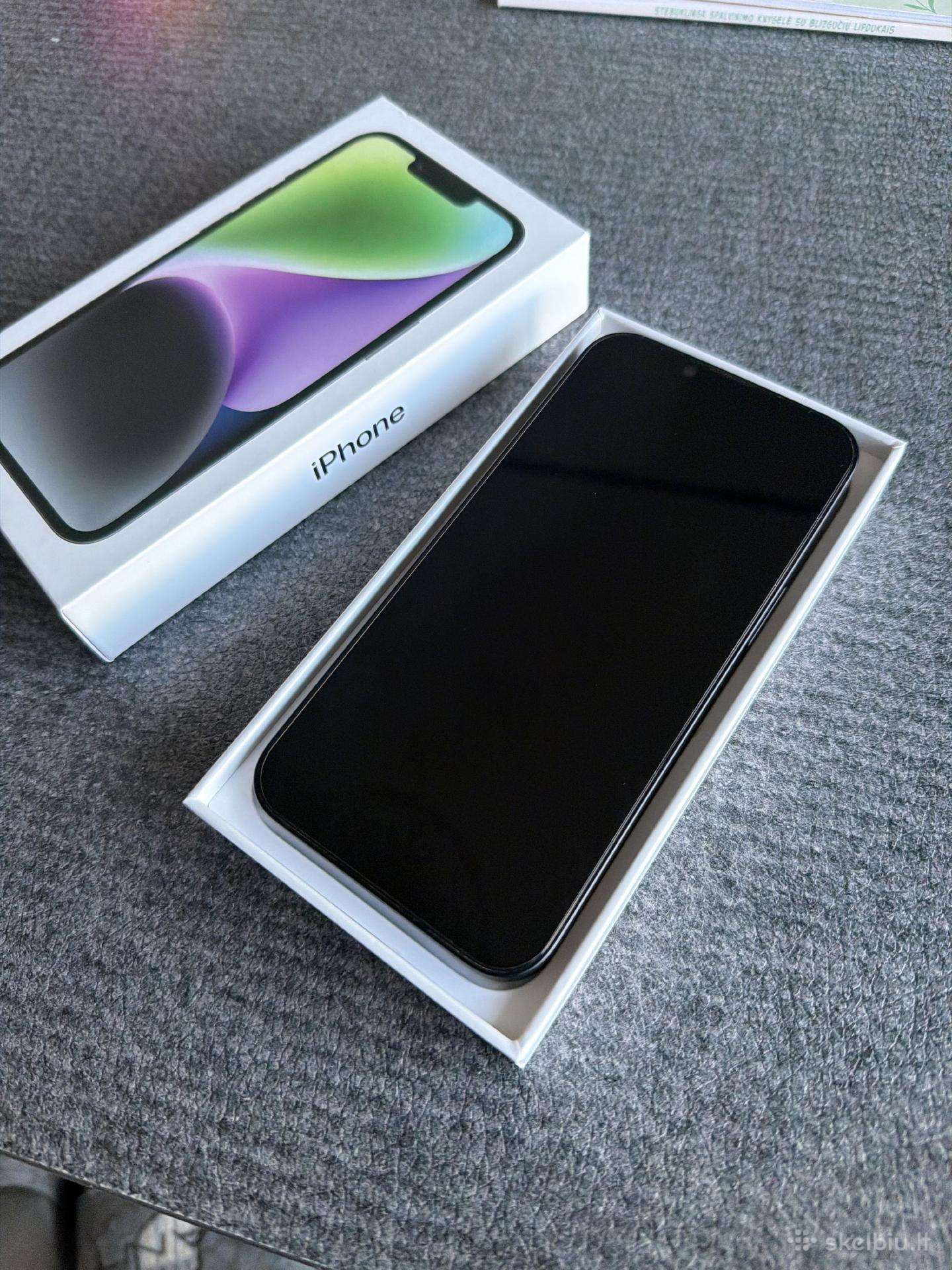 Idealios būklės iPhone 14 128gb, Midnight blue