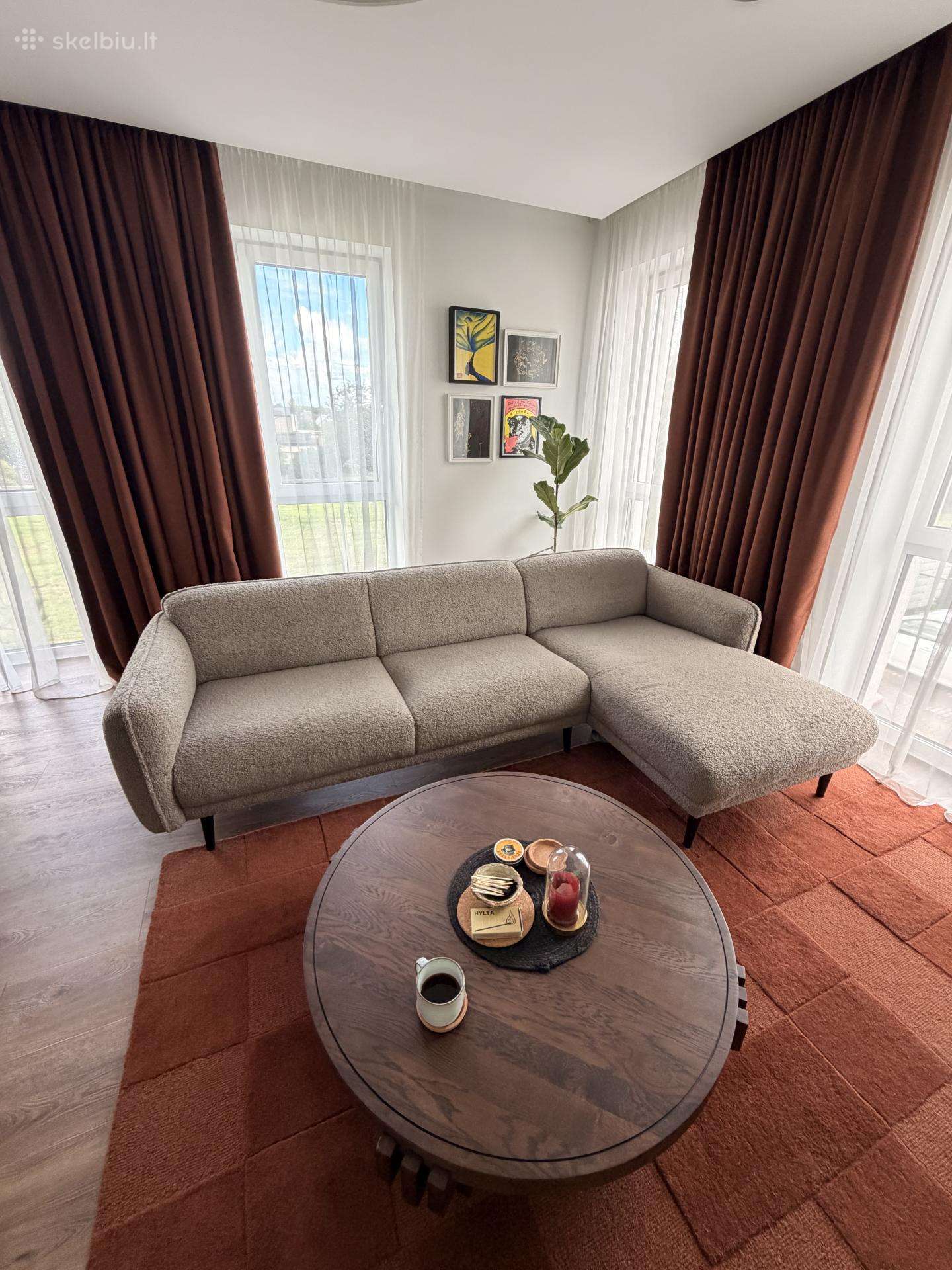Kauno baldų L formos boucle sofa