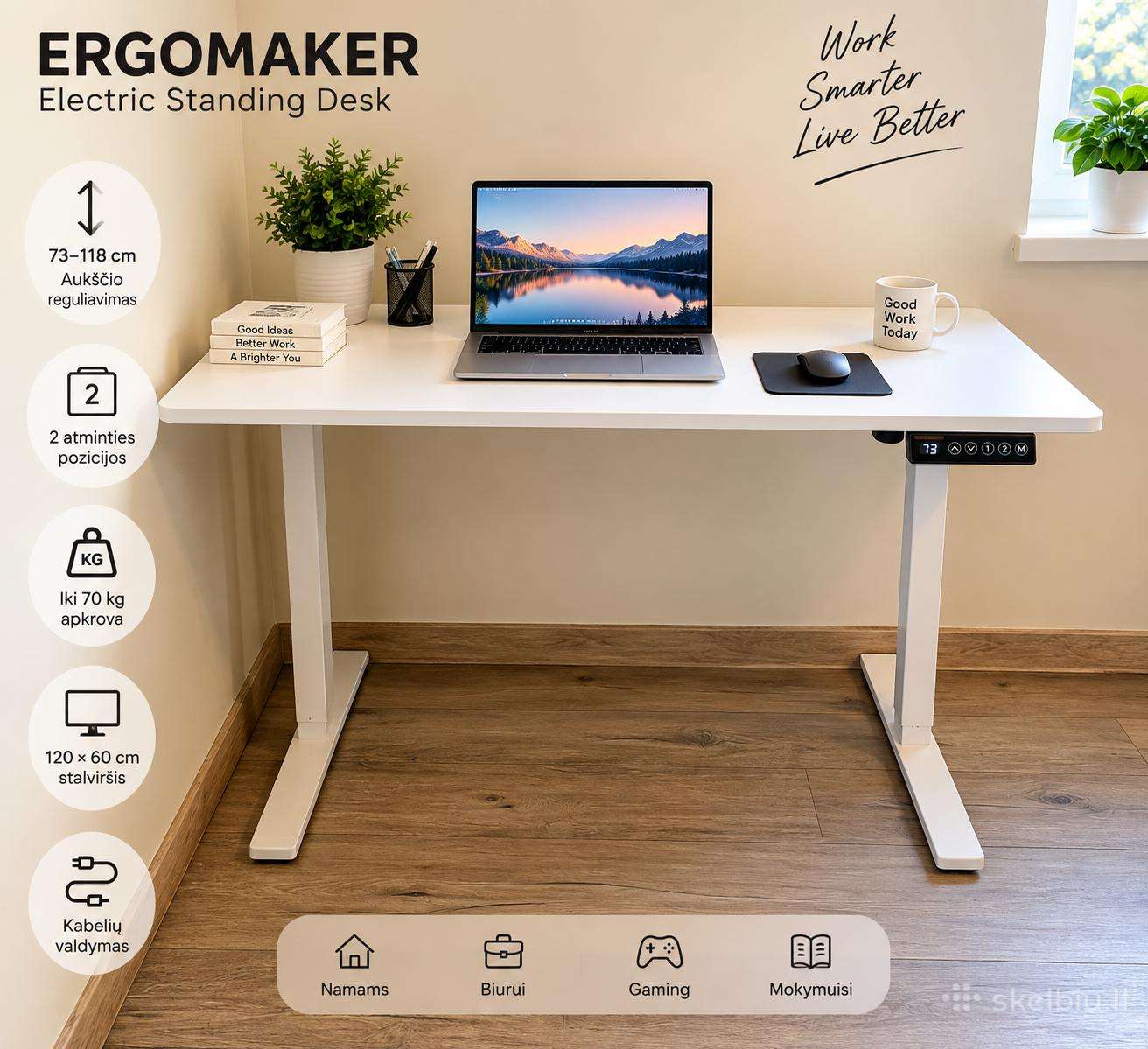 Elektrinis reguliuojamo aukščio stalas Ergomak