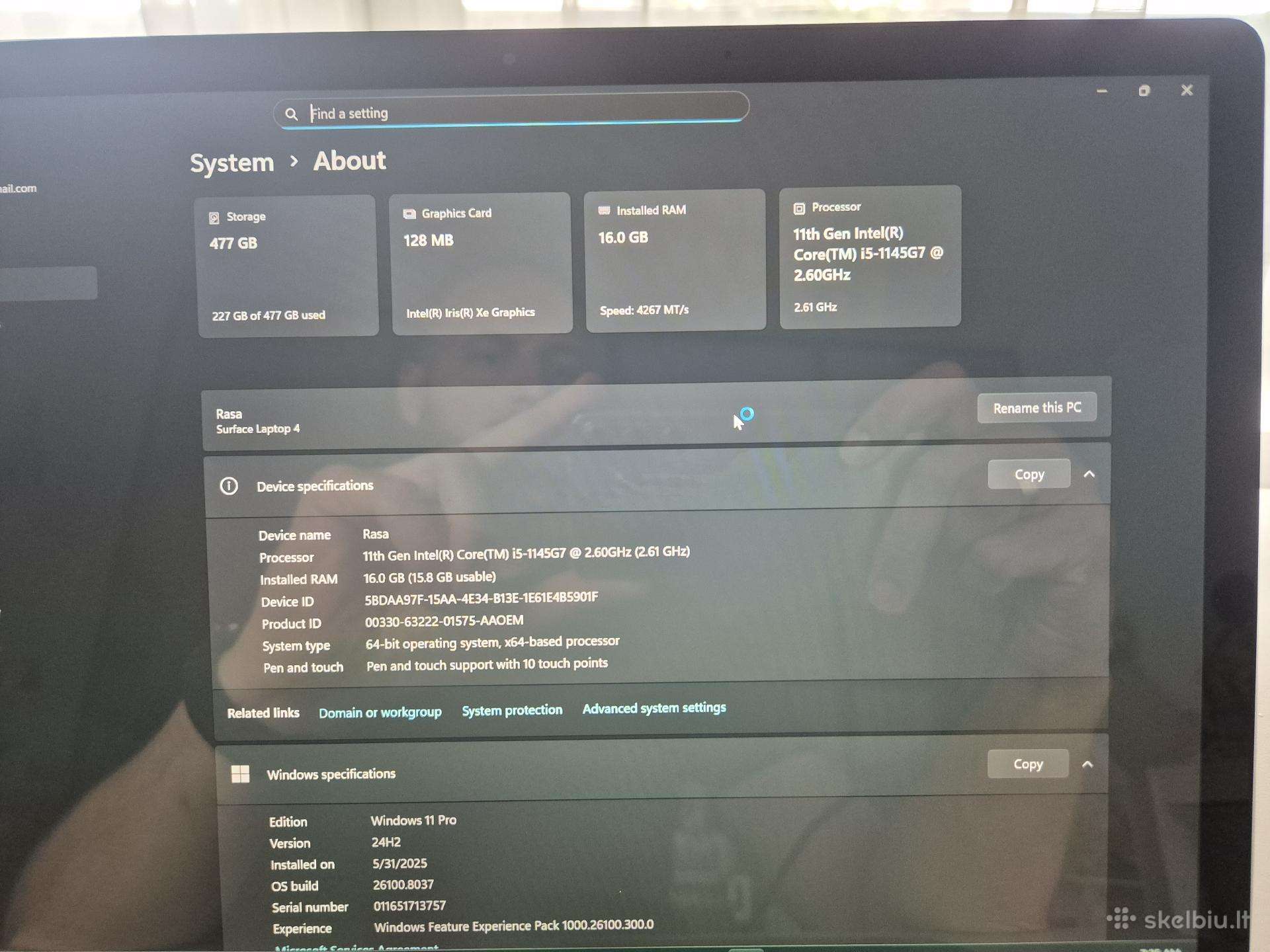 Microsoft Surface Laptop 4 i5 11th Gen 16gb RAM