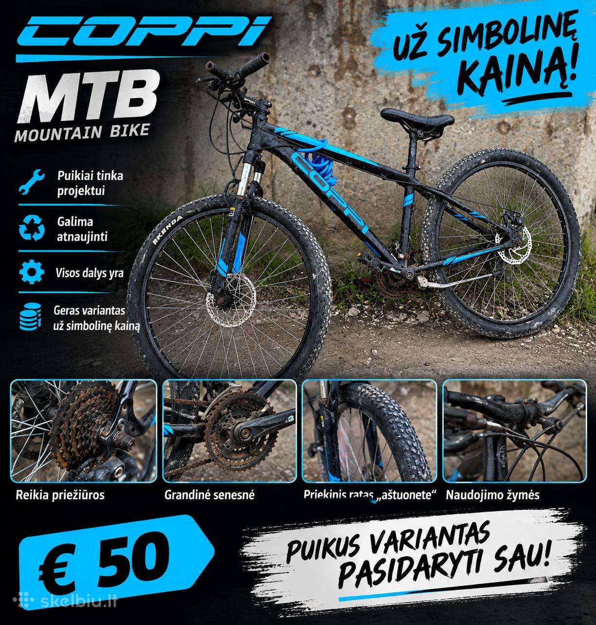 Coppi MTB dviratis – projektui / remontui
