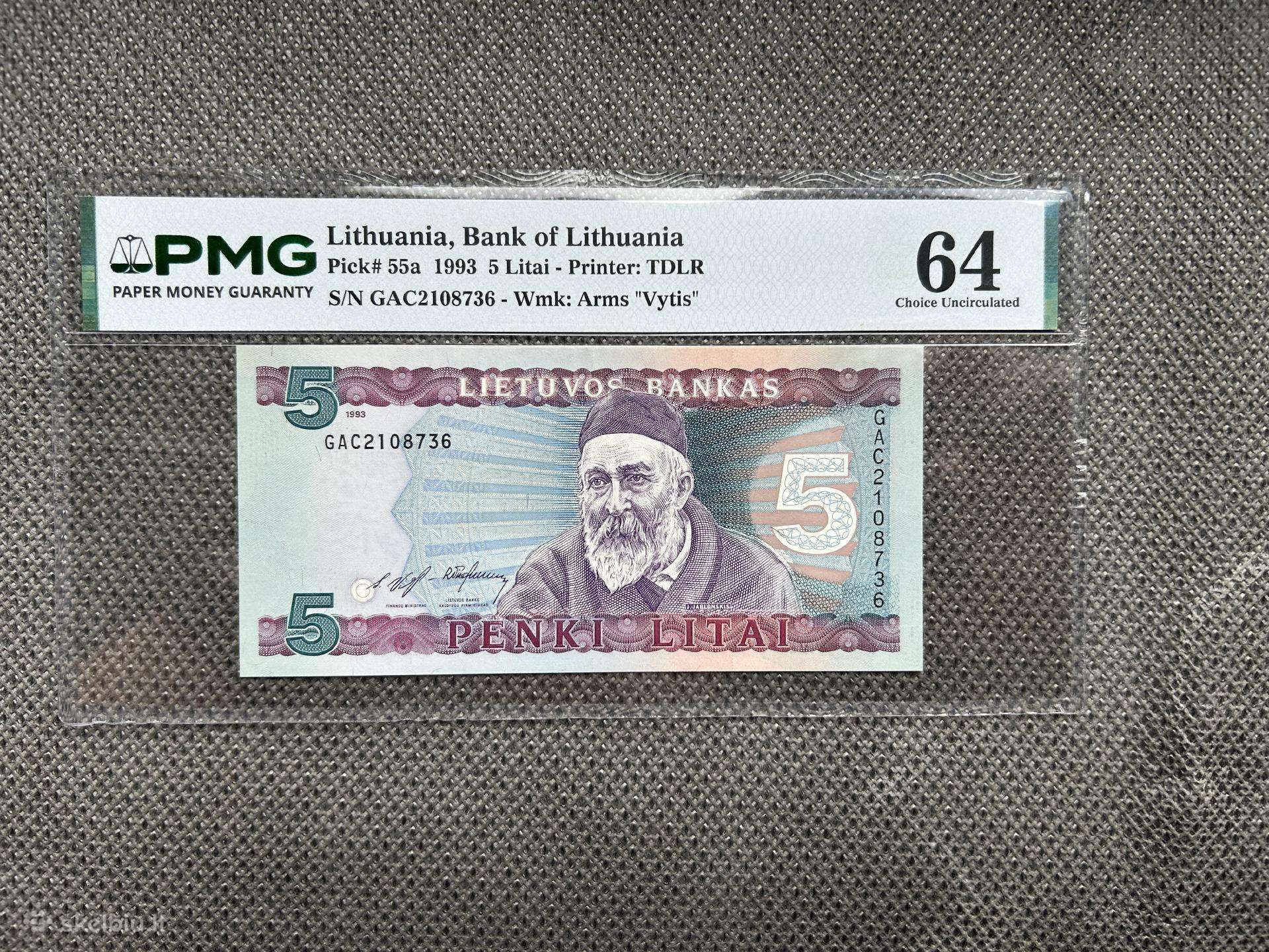 5 Litai 1993 m. Pmg64