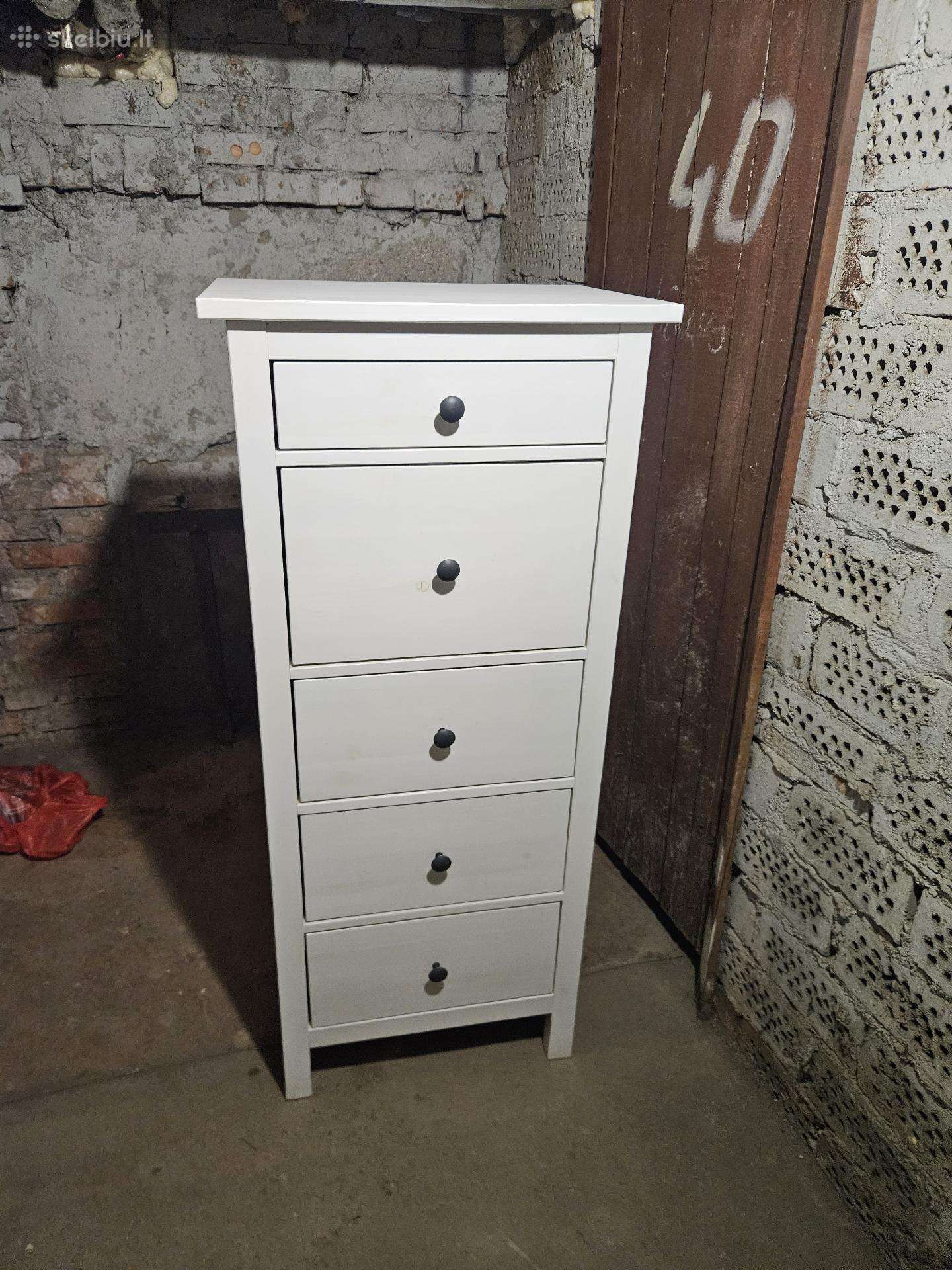 Ikea Hemnes balta komoda, 5 stalčių, 1305739 cm