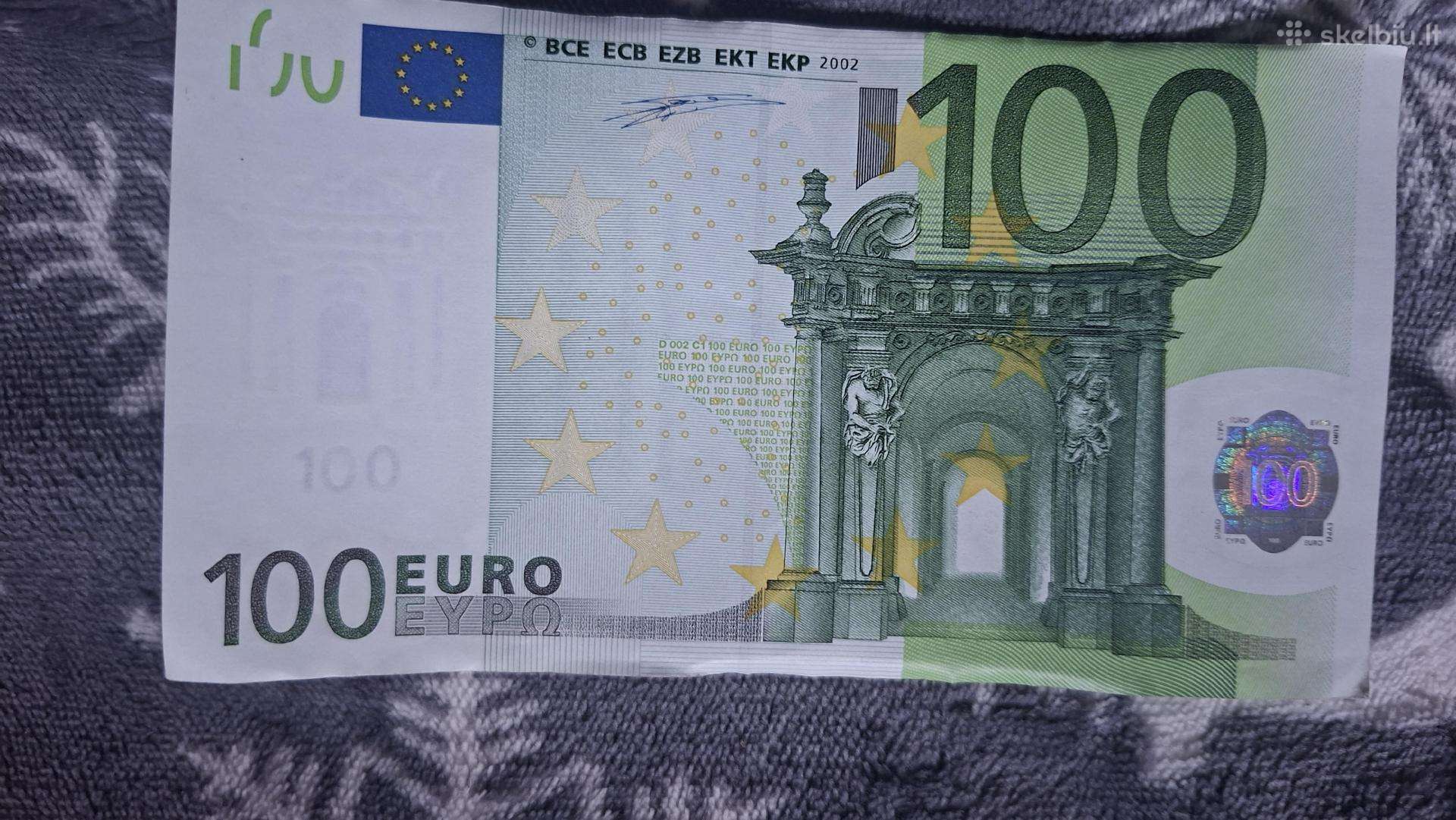 Parduodu Suomijos 2002 m. €100 banknotą, L serija,