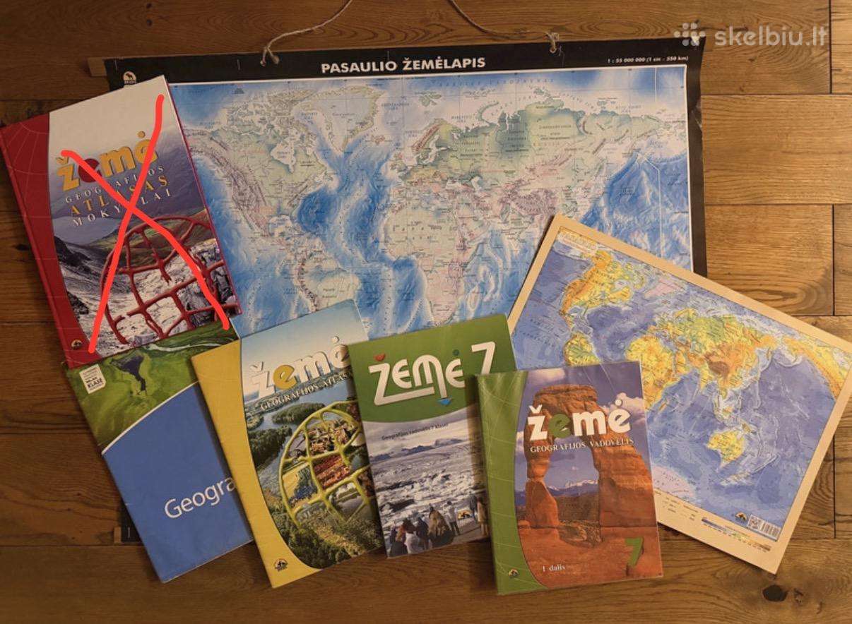 Geografijos atlasai, vadovėliai 6, 7, 8, 9 klasei