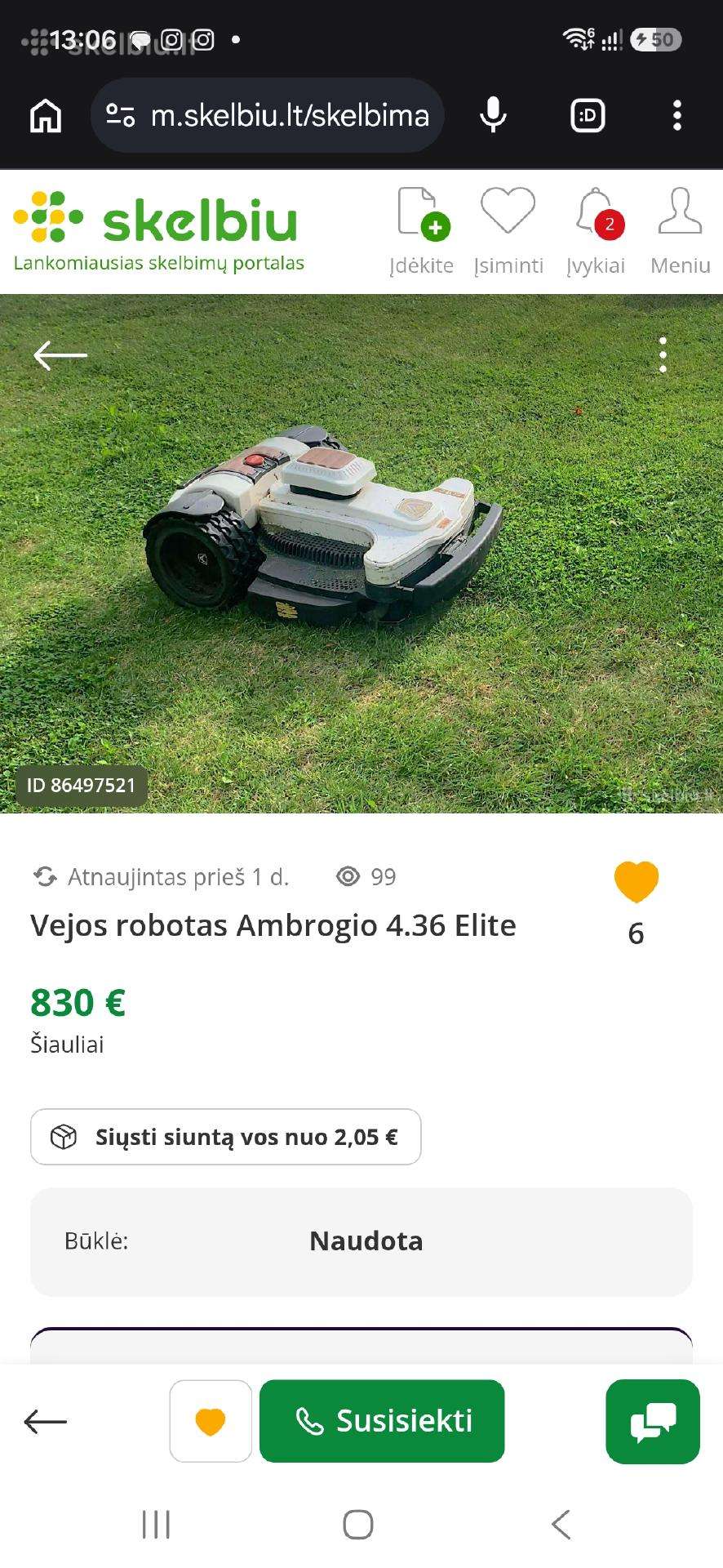 Prof Vejos robotas Ambrogio 4.36 Elite 60aru