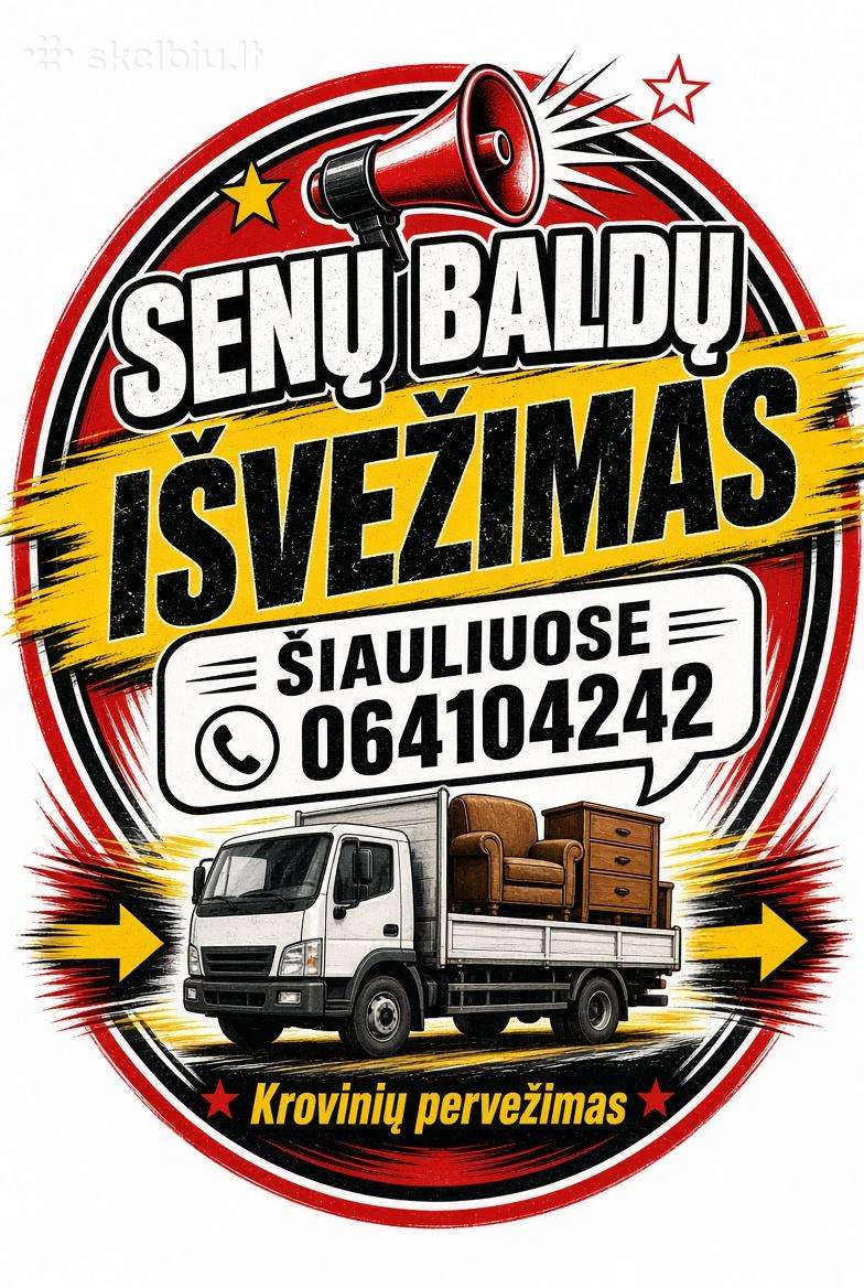 Krovinių pervežimas Senų baldų išvežimas,Šiauliai