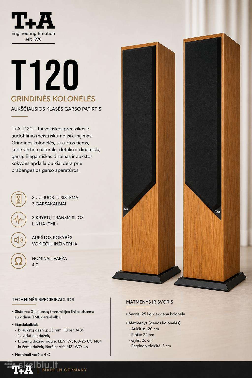 Aukštos klasės kolonėlės T+a Criterion T120