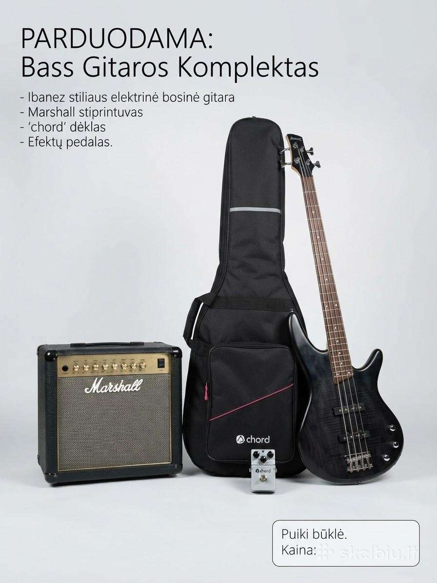 Marshall stiprintuvas su bosine gitara