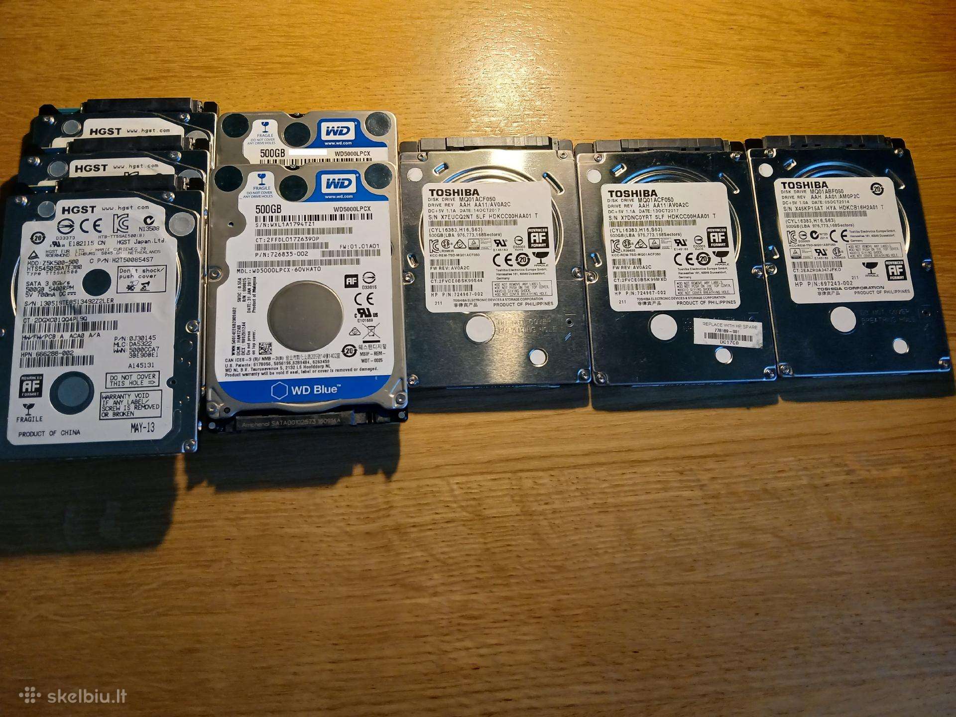 Parduodami įvairūs 2.5" HDD diskai (500 GB)