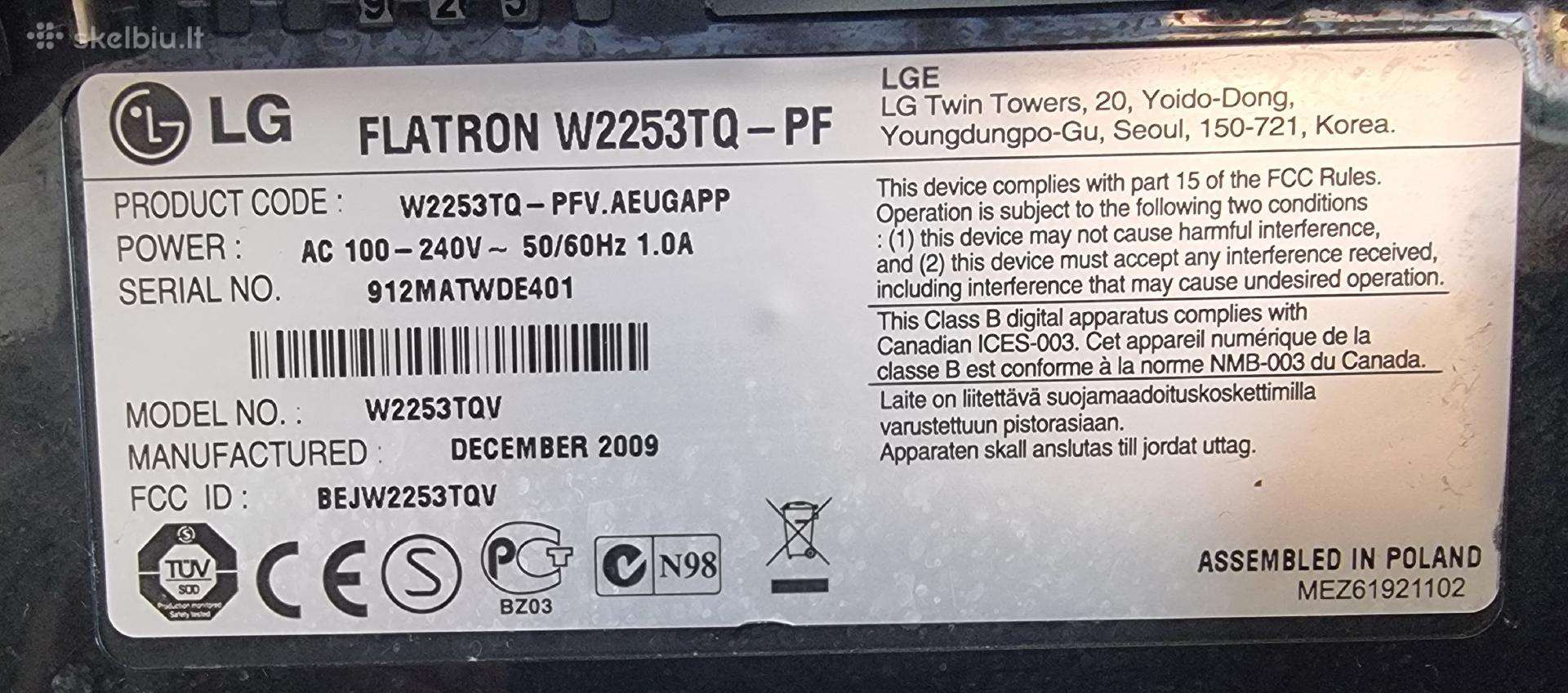 Monitorius LG 22 colių