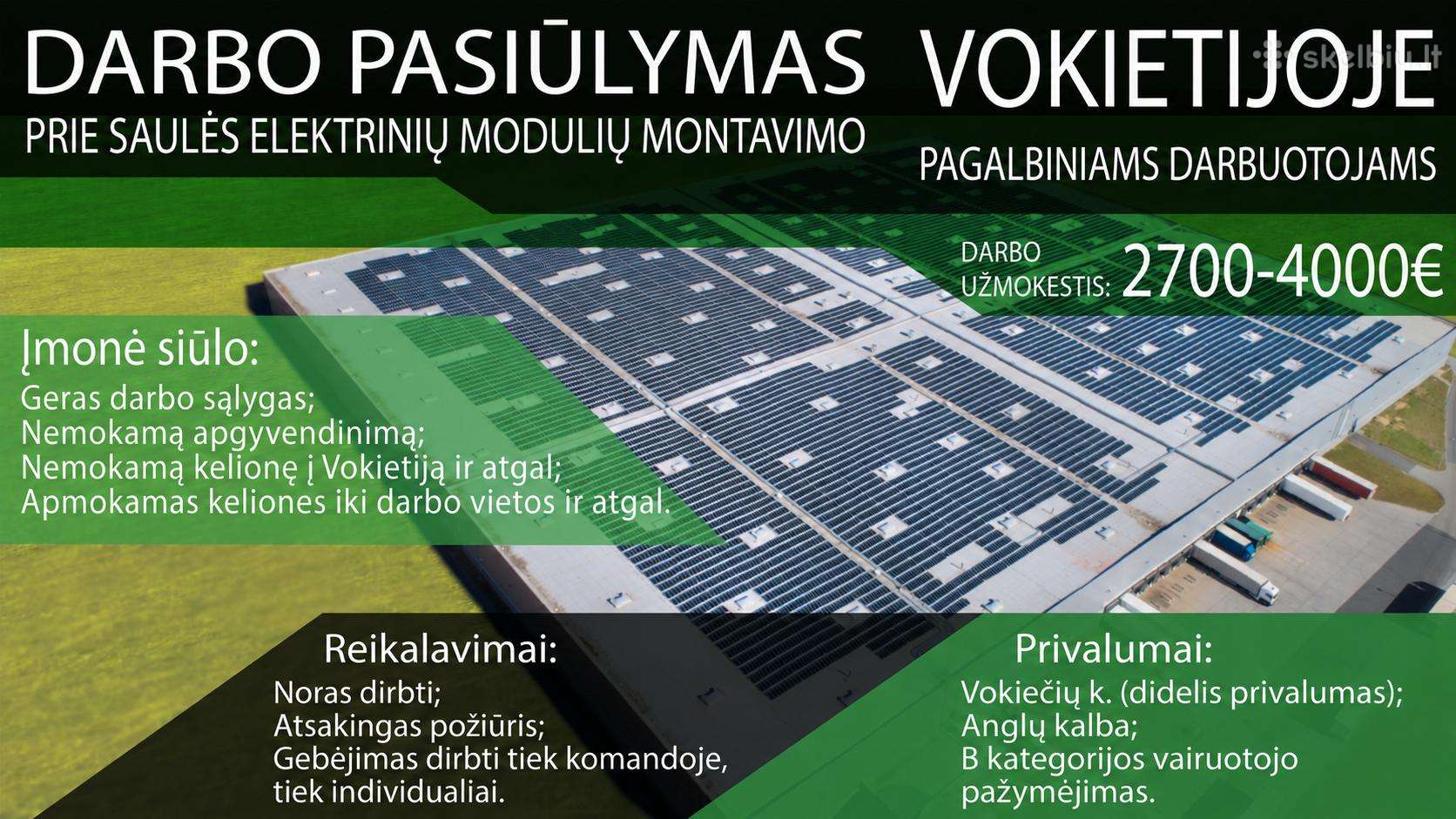 Darbas Vokietijoje, saulės modulių montavimas