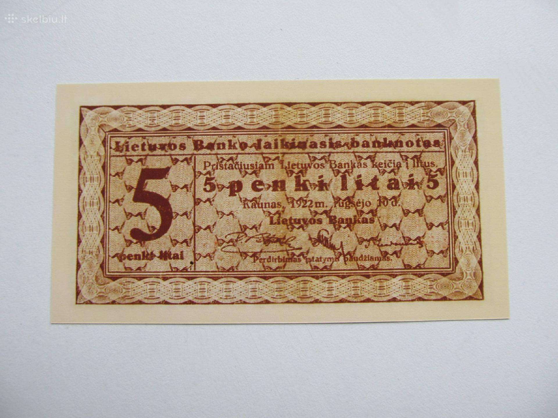 5 litai , Lietuva , 1922 rugsėjis