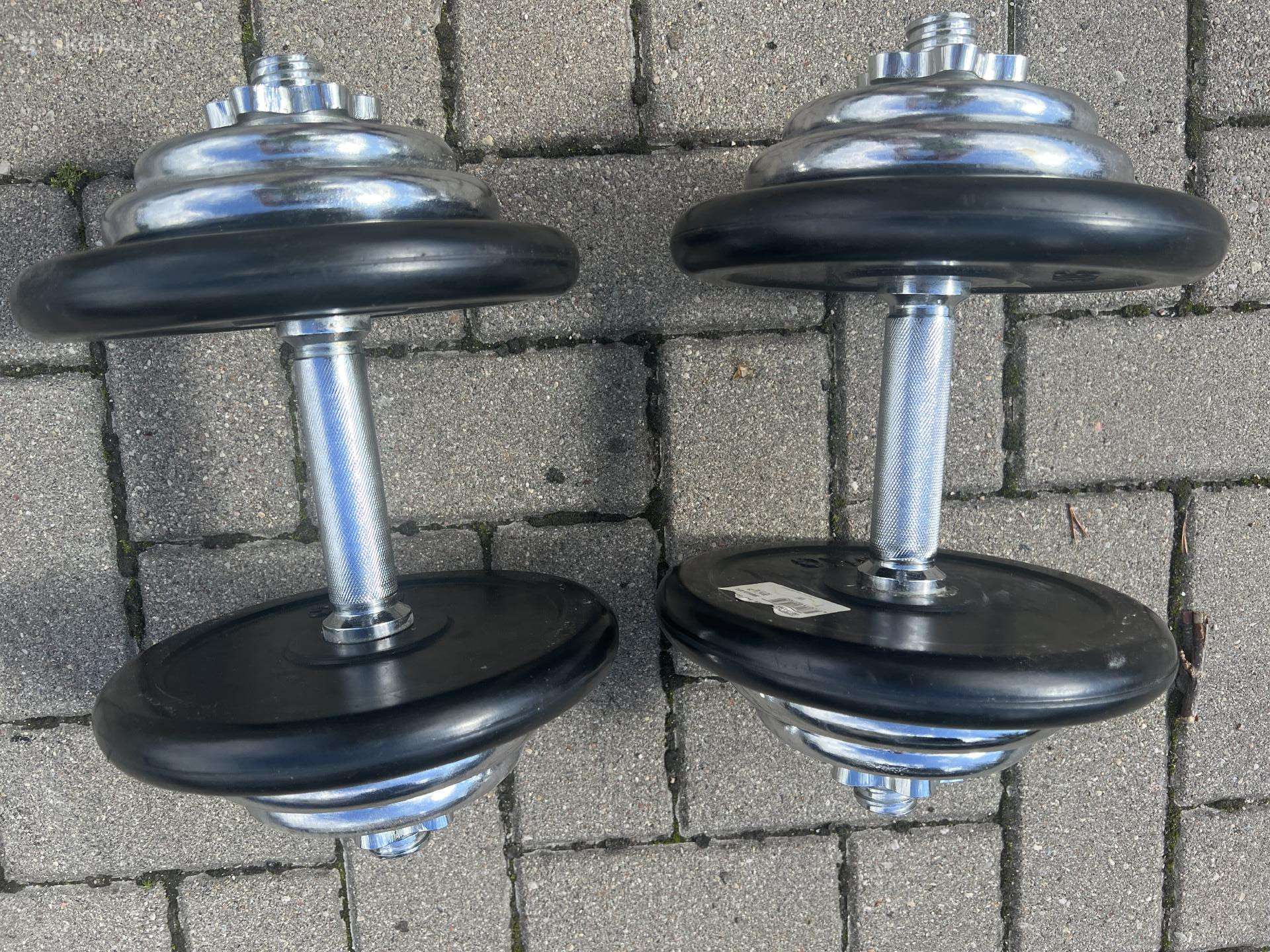 Hanteliai 2x20kg metaliniai, surenkami