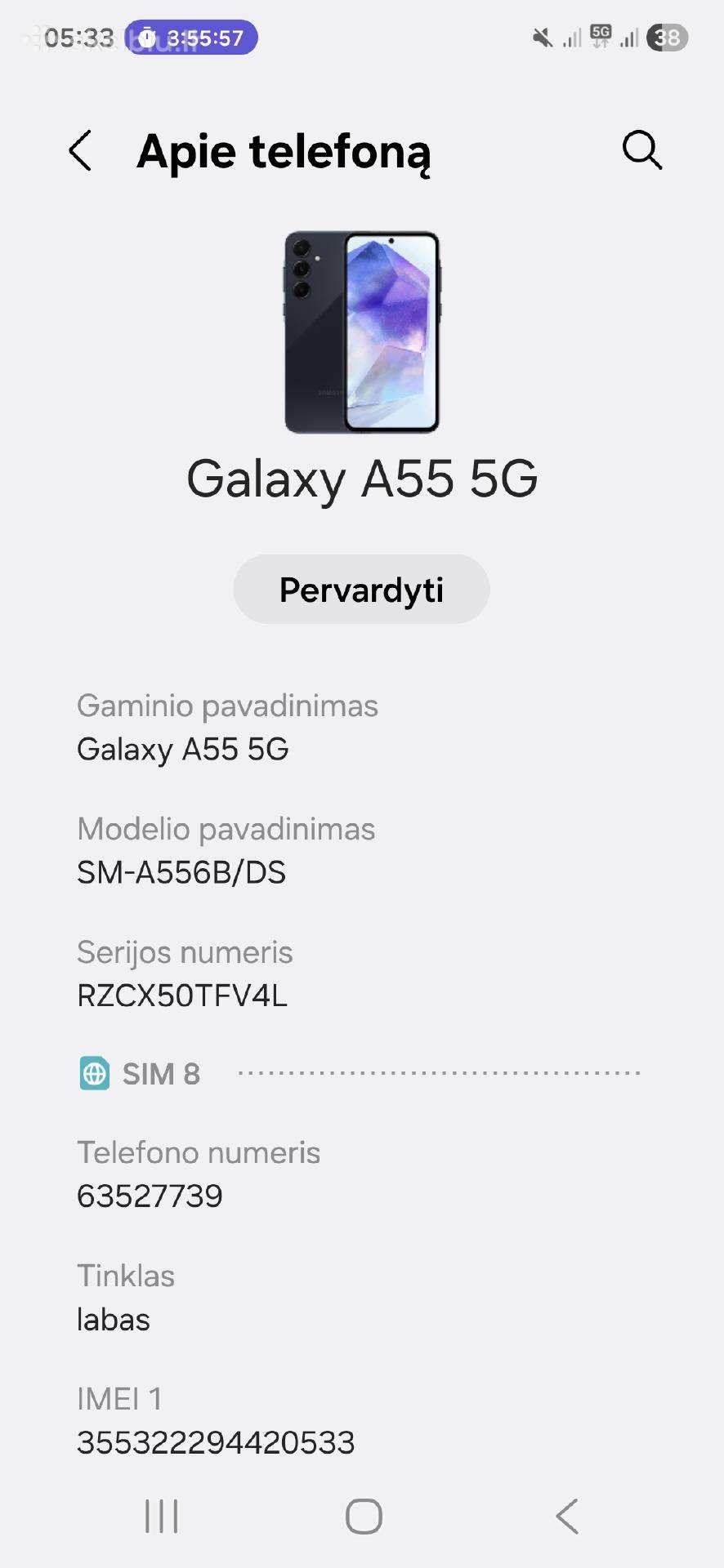 Parduodamas Samsung Galaxy A55 5G 256 GB