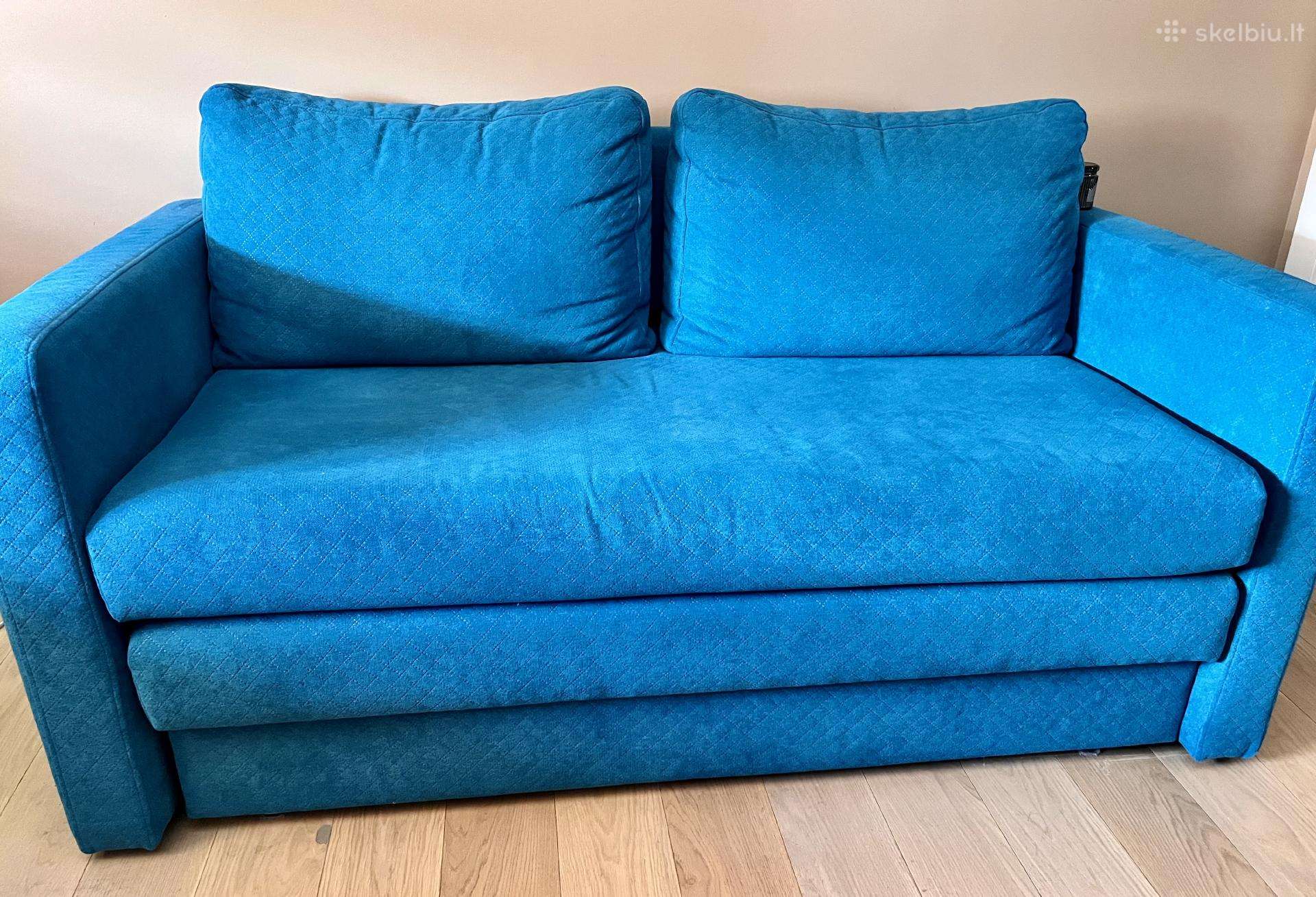 Magrės sofa-lova, 2 vietų, mėlyna/ turkio