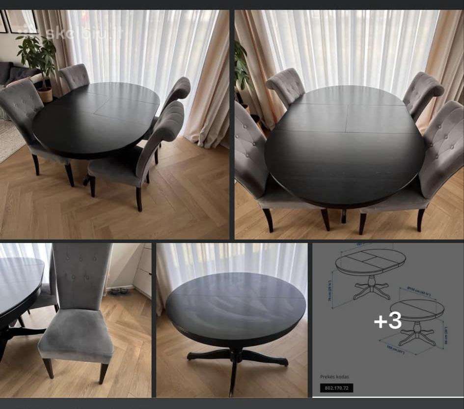 Naudotas stalas ir 4 minkštos kėdės