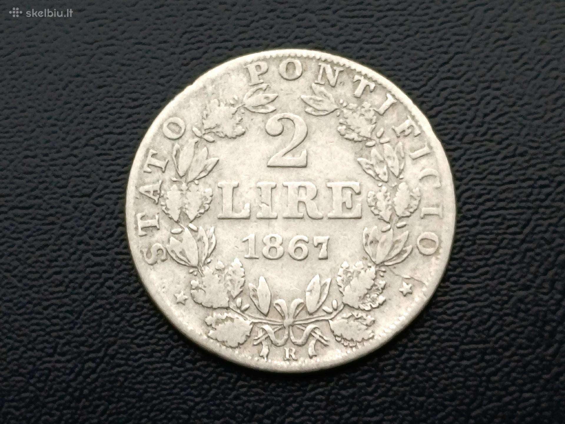 2 liros 1867m. Vatikanas sidabras