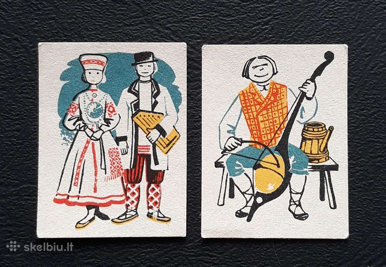 Degtukų etiketė Latvija 1960-ji Tautiniai 2vnt