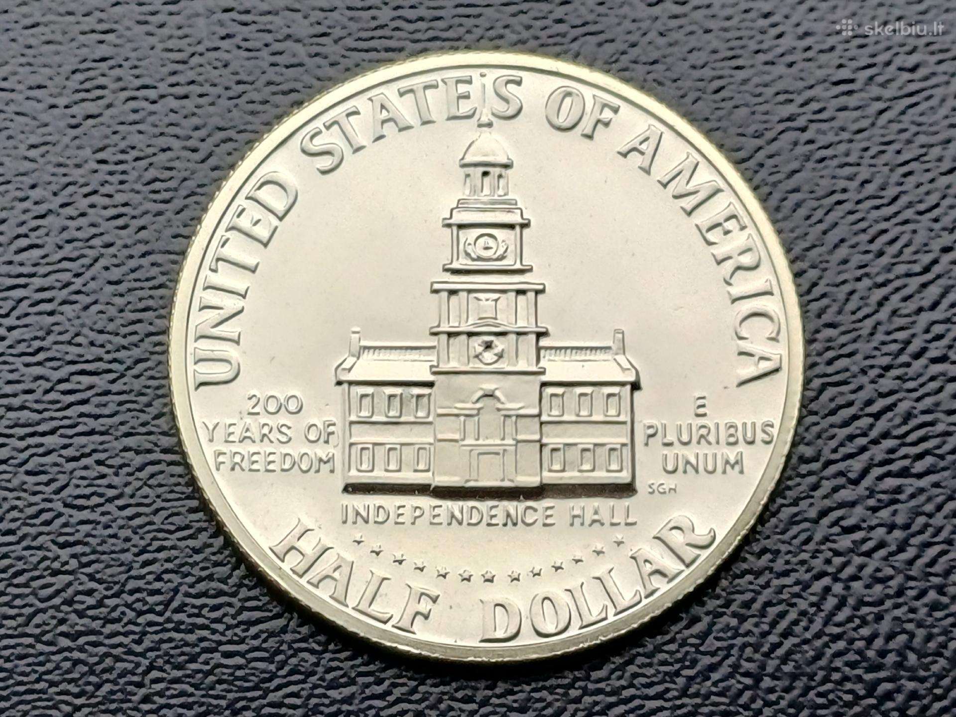 Puse dolerio 1976m. JAV sidabras proof