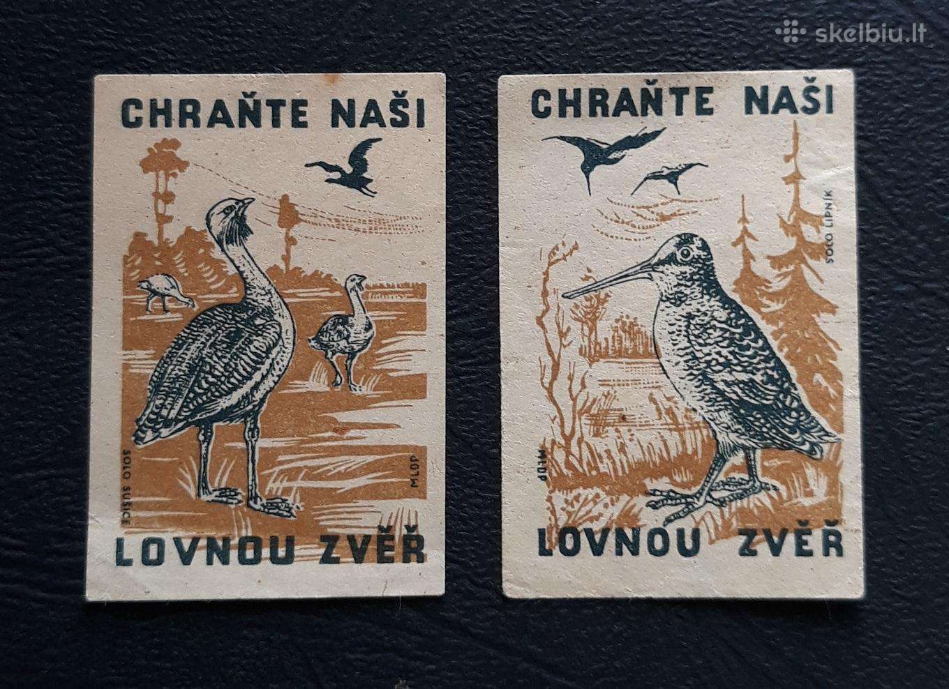 Degtukų etiketė Čekoslovakija 1960-ji Wildlife 2v