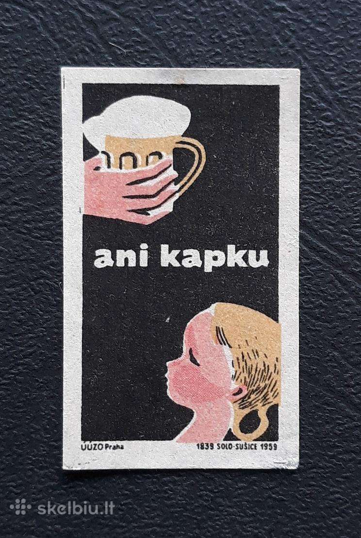 Degtukų etiketė Čekoslovakija 1959 02 Alus