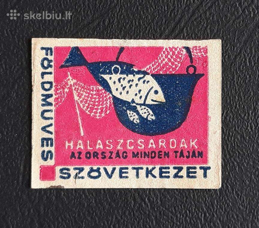 Degtukų etiketė Vengrija 1960-ji Žvejyba 01