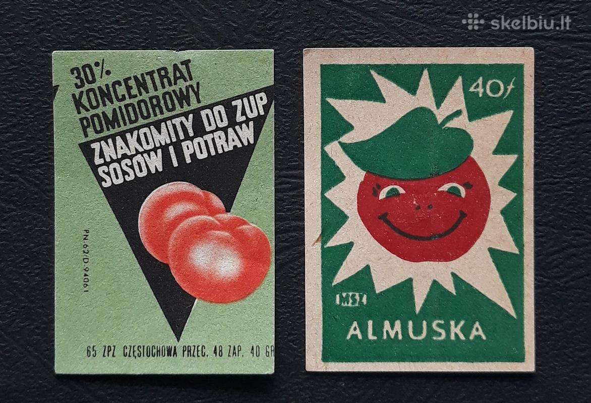 Degtukų etiketė 1960-ji Vaisiai Daržovės 2vnt