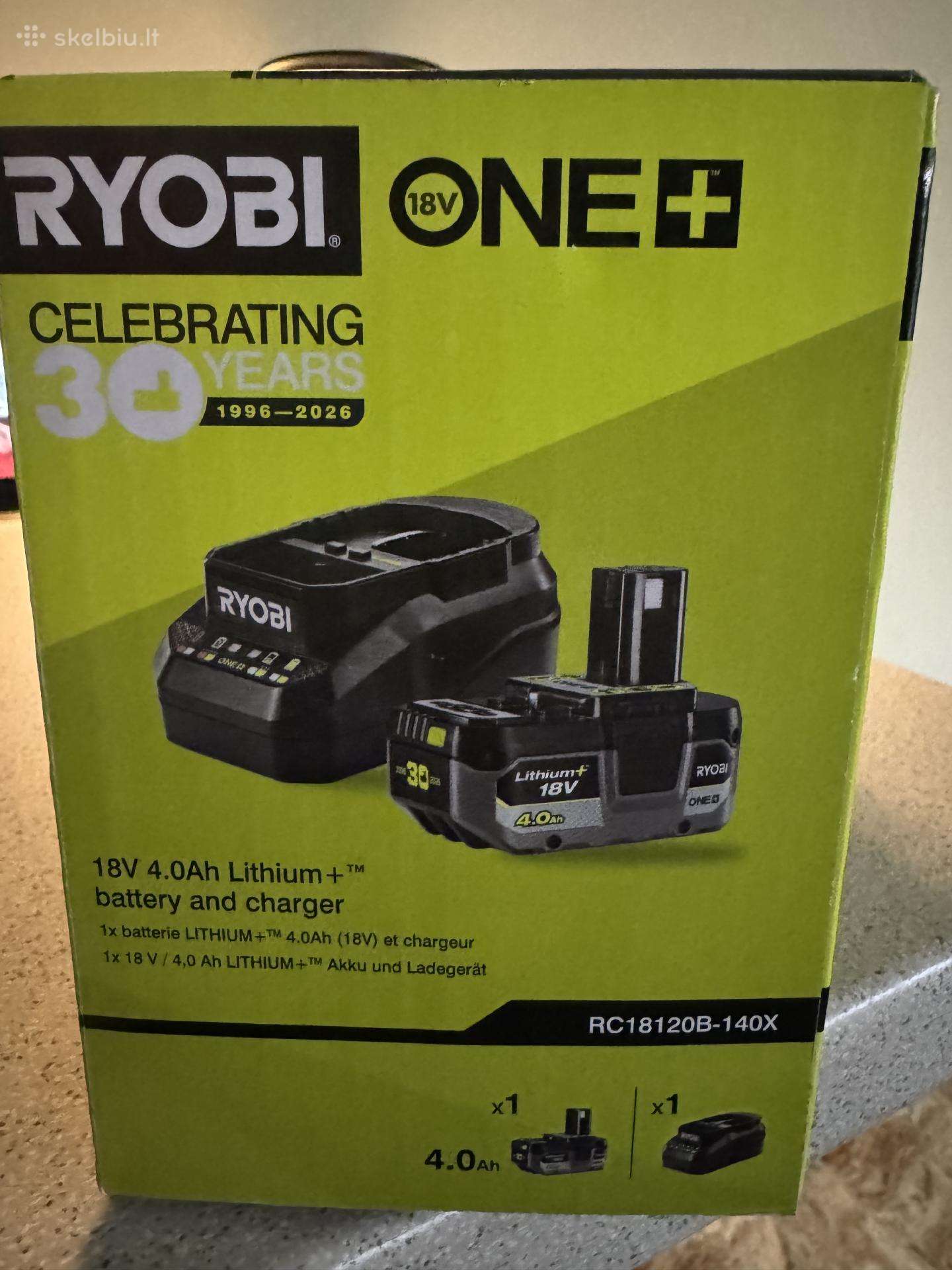Ryobi akumuliatorius su pakrovėju