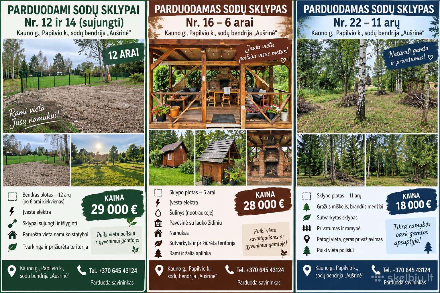 Parduodami 4 sodo sklypai Papilvio k.