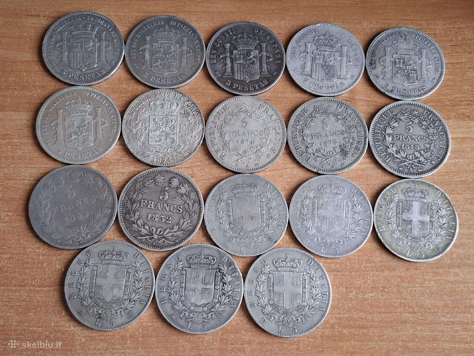 18vnt. Europos sidabrinių monetų