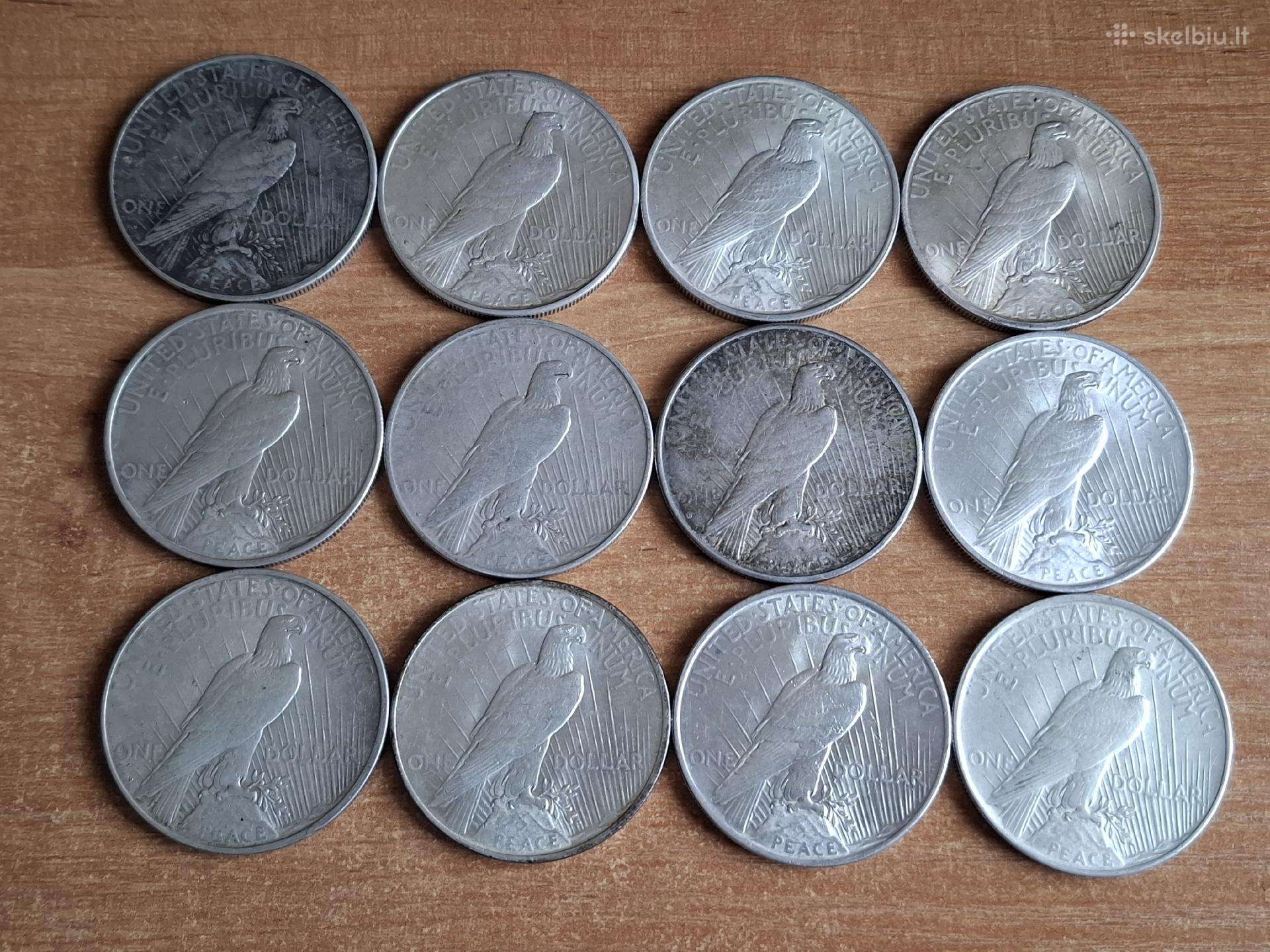 12vnt. Sidabrinių dolerių