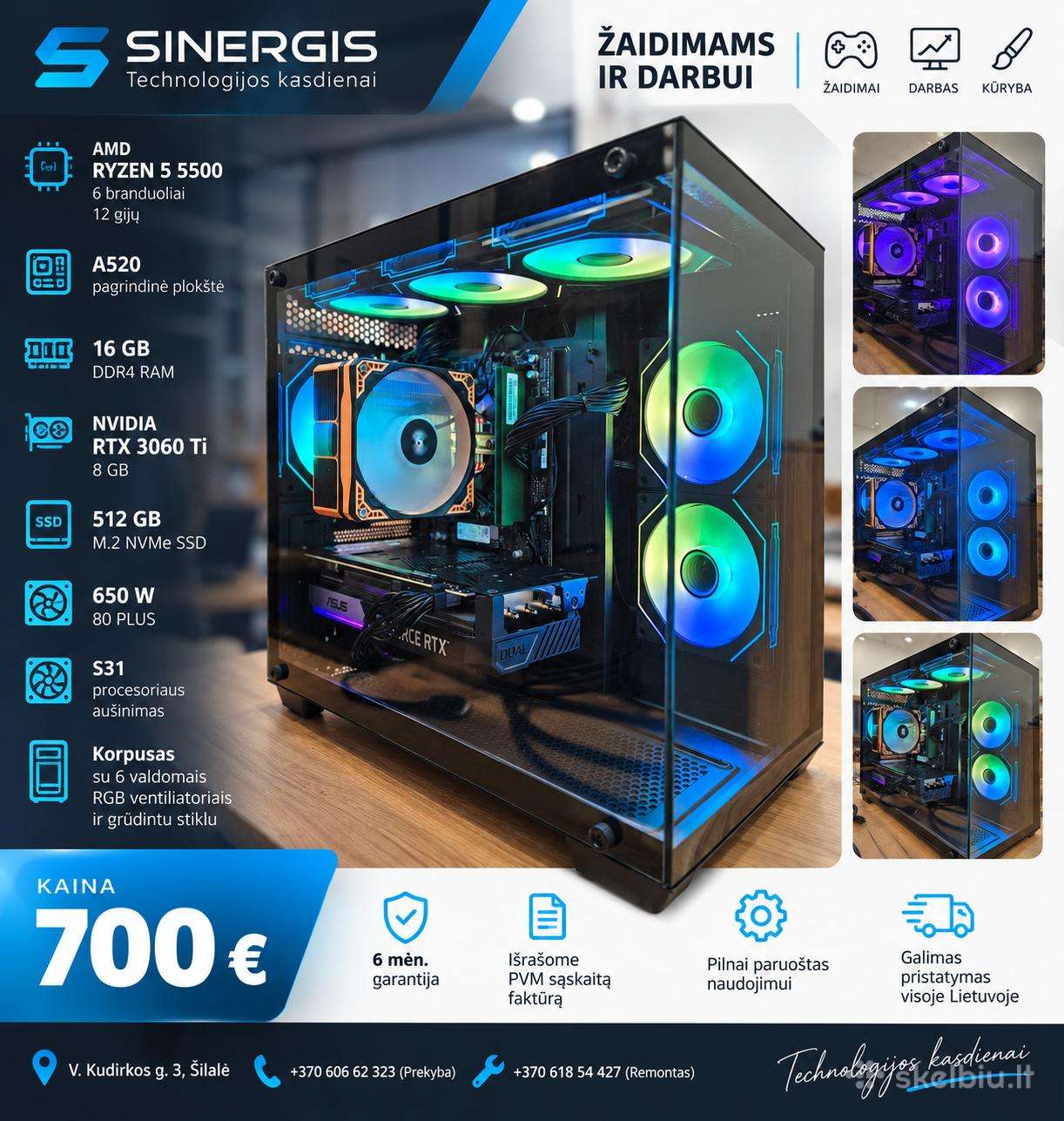 Gaming Pc Ryzen 5 5500 / Rtx 3060 Ti / 16gb / 512g