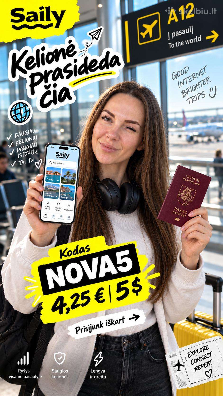 NOVA5 - SAILY eSim nuolaidos promo kodas