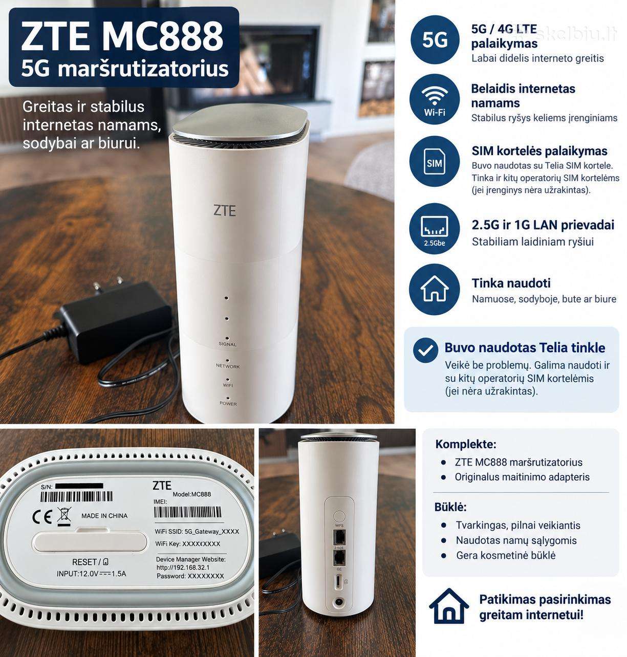 Zte Mc888 5G maršrutizatorius