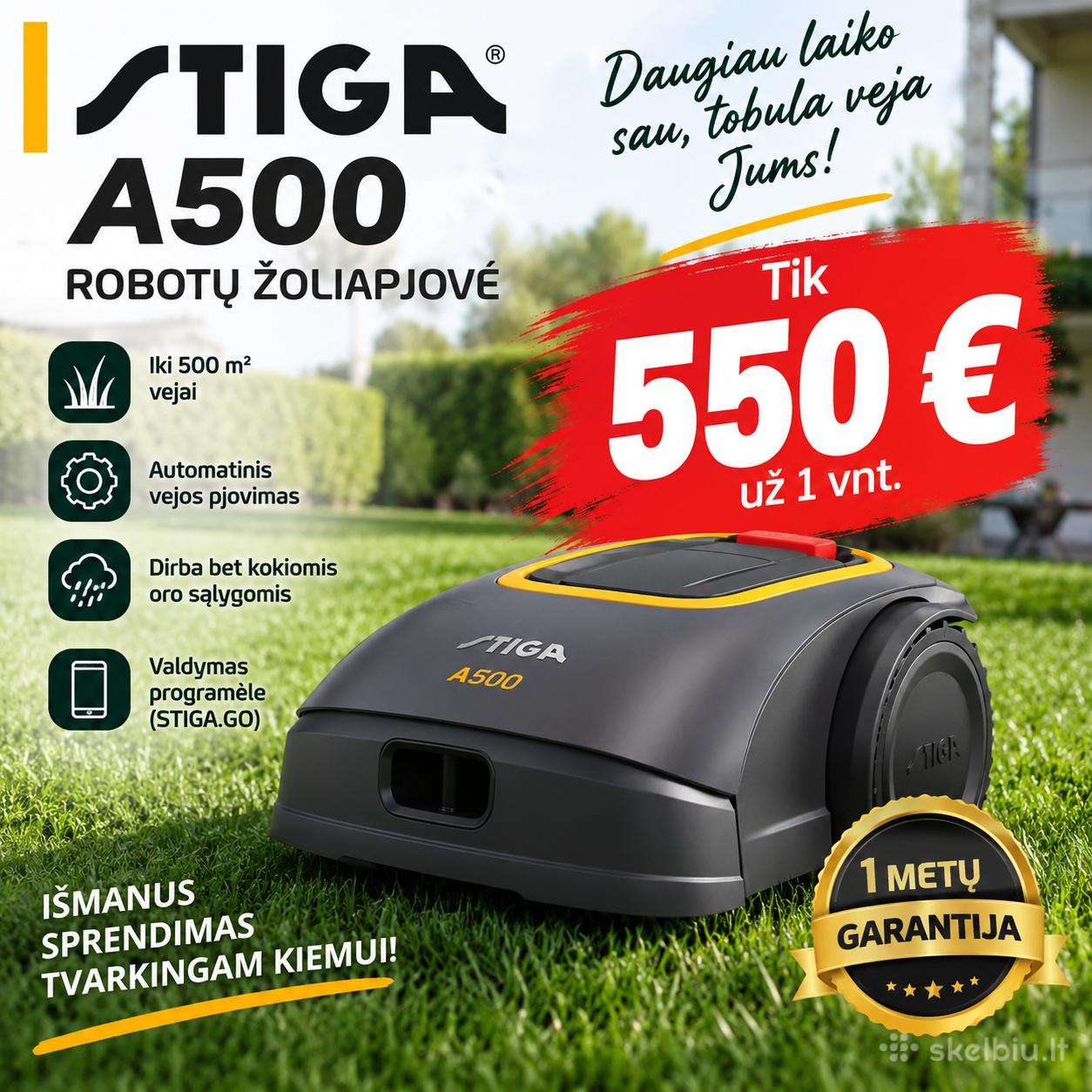 Robotas Žoliapjovė Stiga A500 Išpardavimas