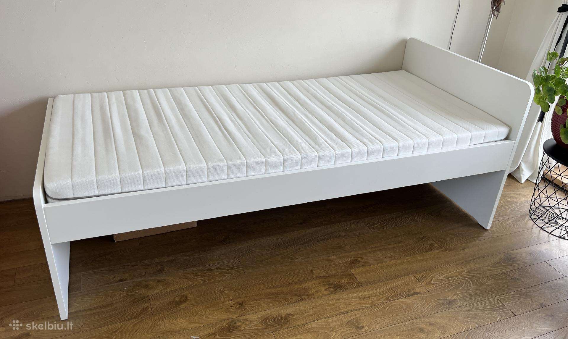 Ikea Slakt lova 90x200 ir čiužinys Malfors