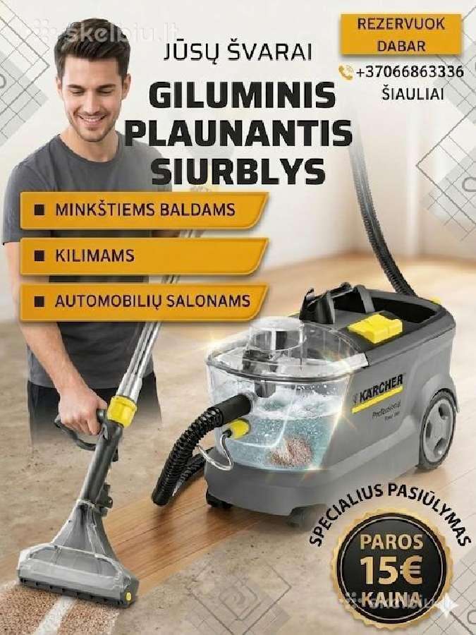 Plaunamo siurblio karcher nuoma Šiauliuose