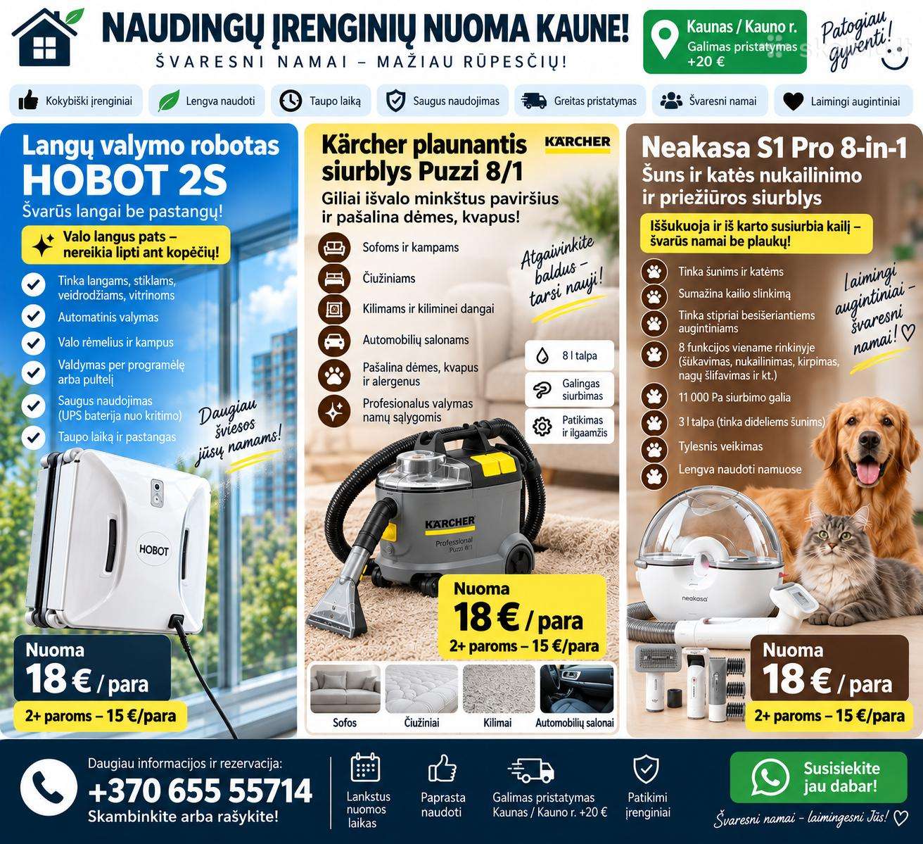 Langų valymo roboto Hobot 2s nuoma Kaune – 18 €