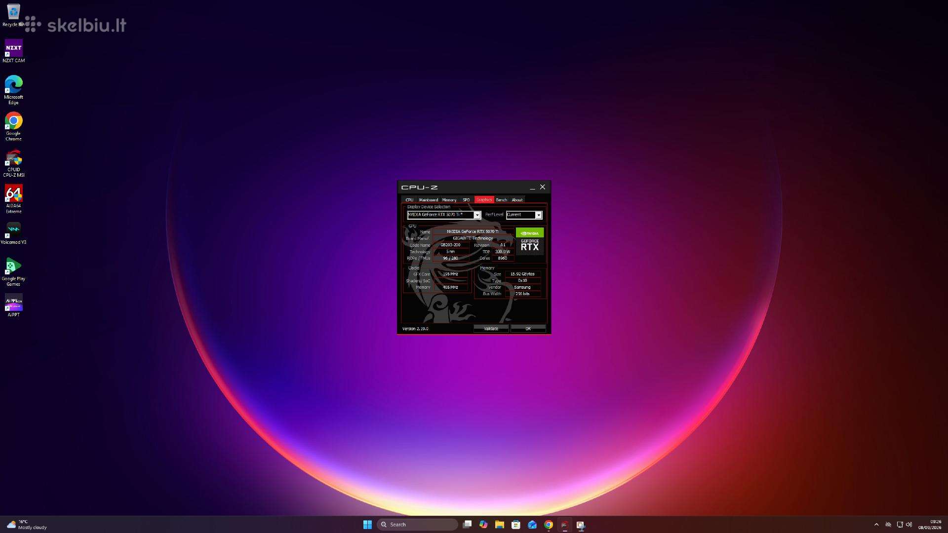 Kompiuteris Rtx 5070 ti 16gb + Ryzen 7 9800x3d