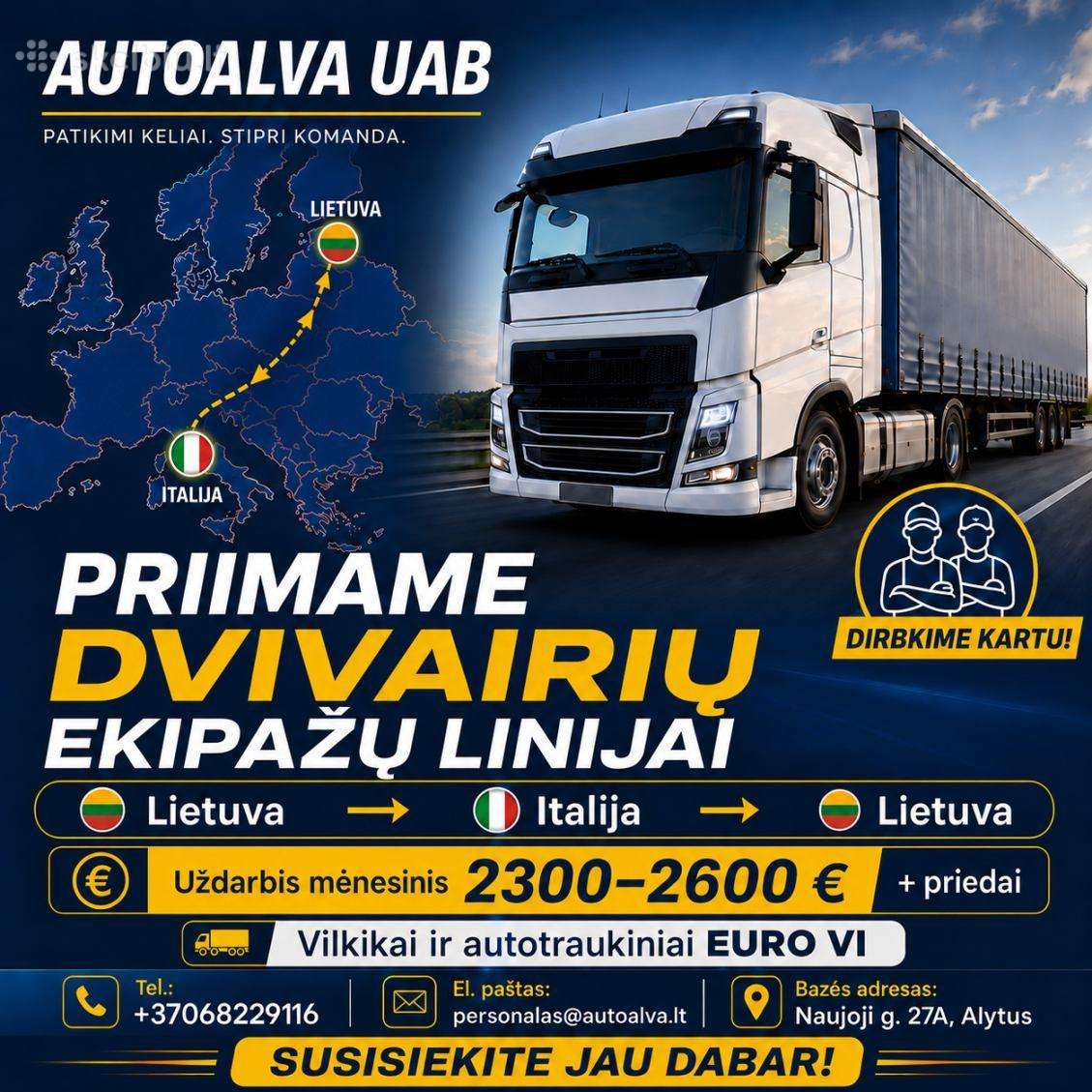 Ieškome CE Kategorijos Vairuotojų!