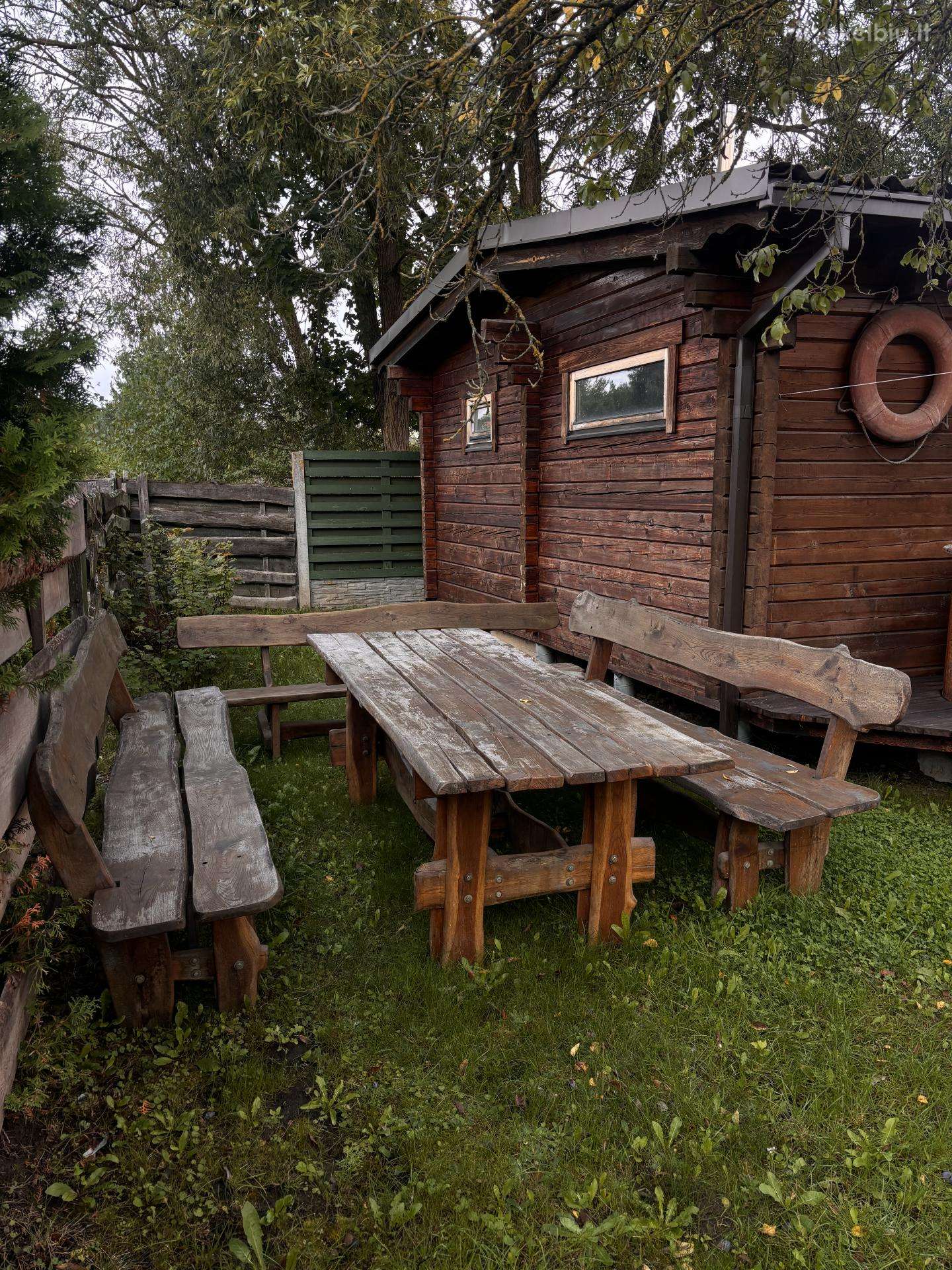 Ąžuolinių lauko baldų komplektas