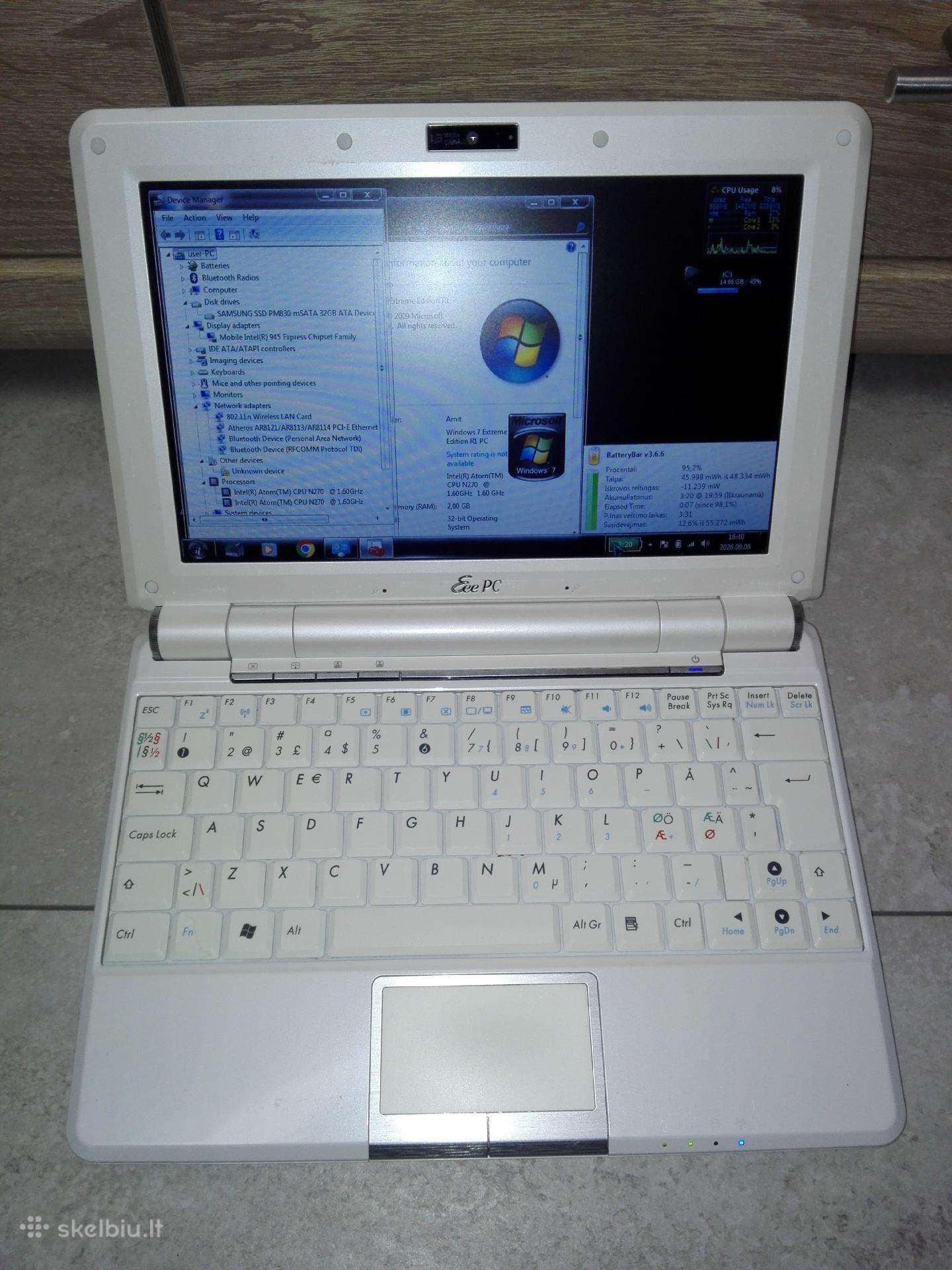 Asus ee 1000h mini laptop 2,5h SSD 12v