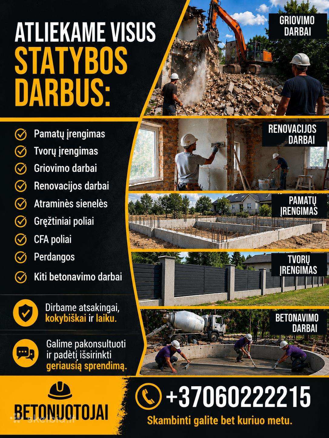 Betonavimo , renovacijos , griovimo darbai