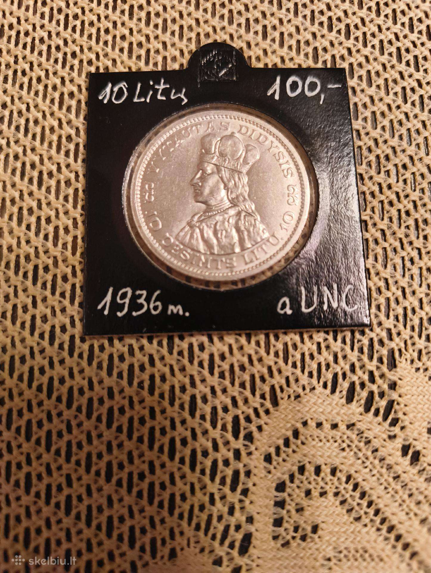 10 Litų 1936 m. Labai Gero Stovio. aunc - Su Kalyk