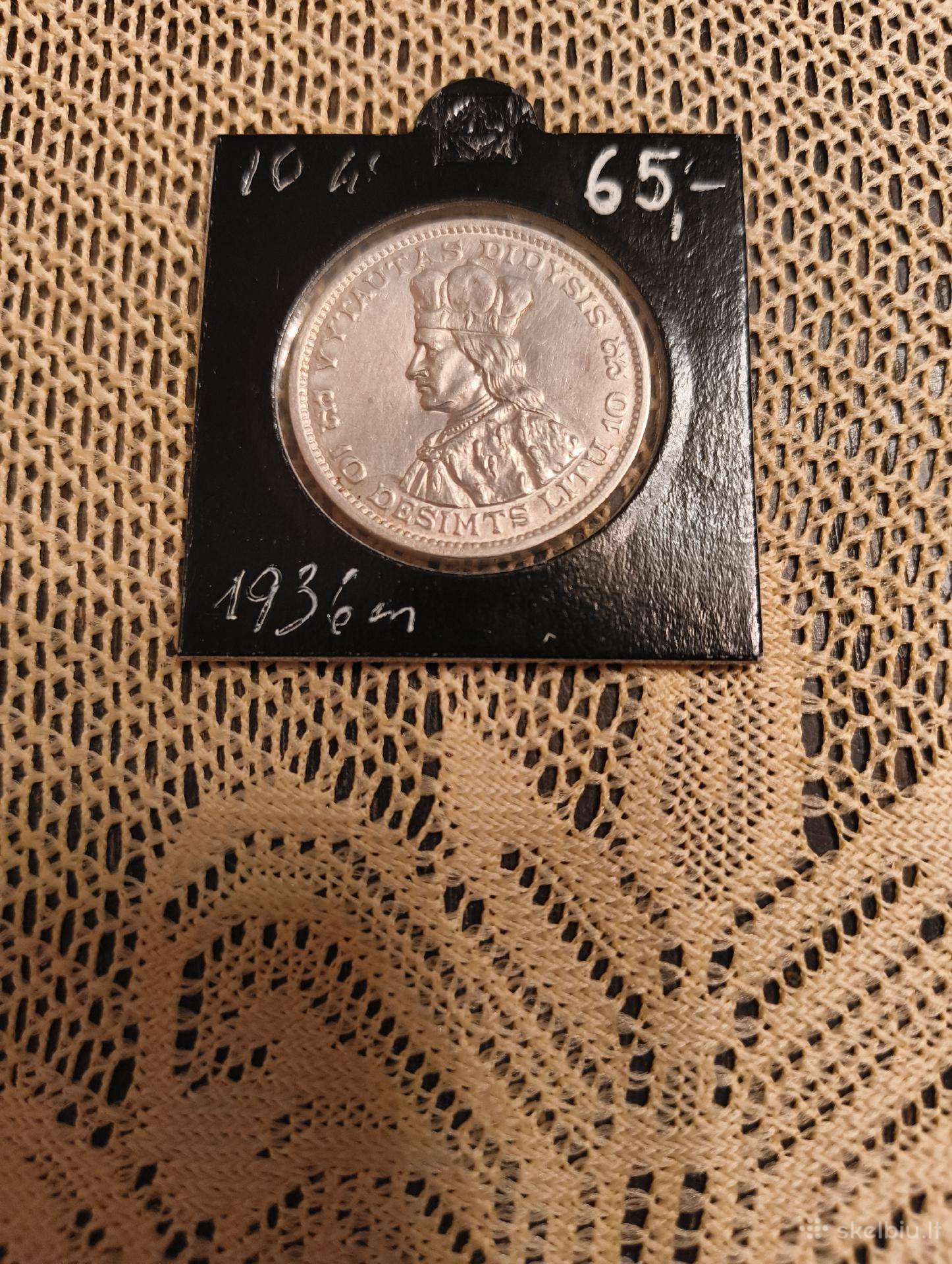 10 Litų 1936 m. gero Stovio Originali Tvarkinga