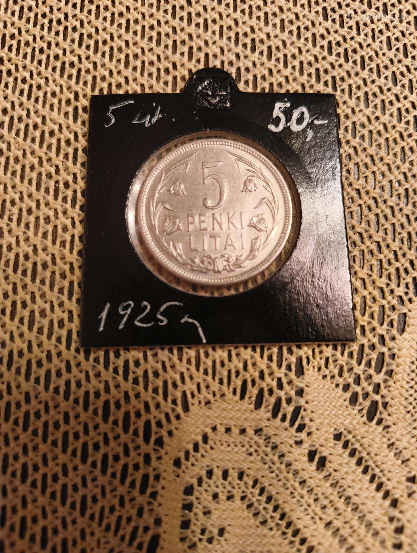 5 Litai 1925 m. gero Stovio Originali Tvarkinga