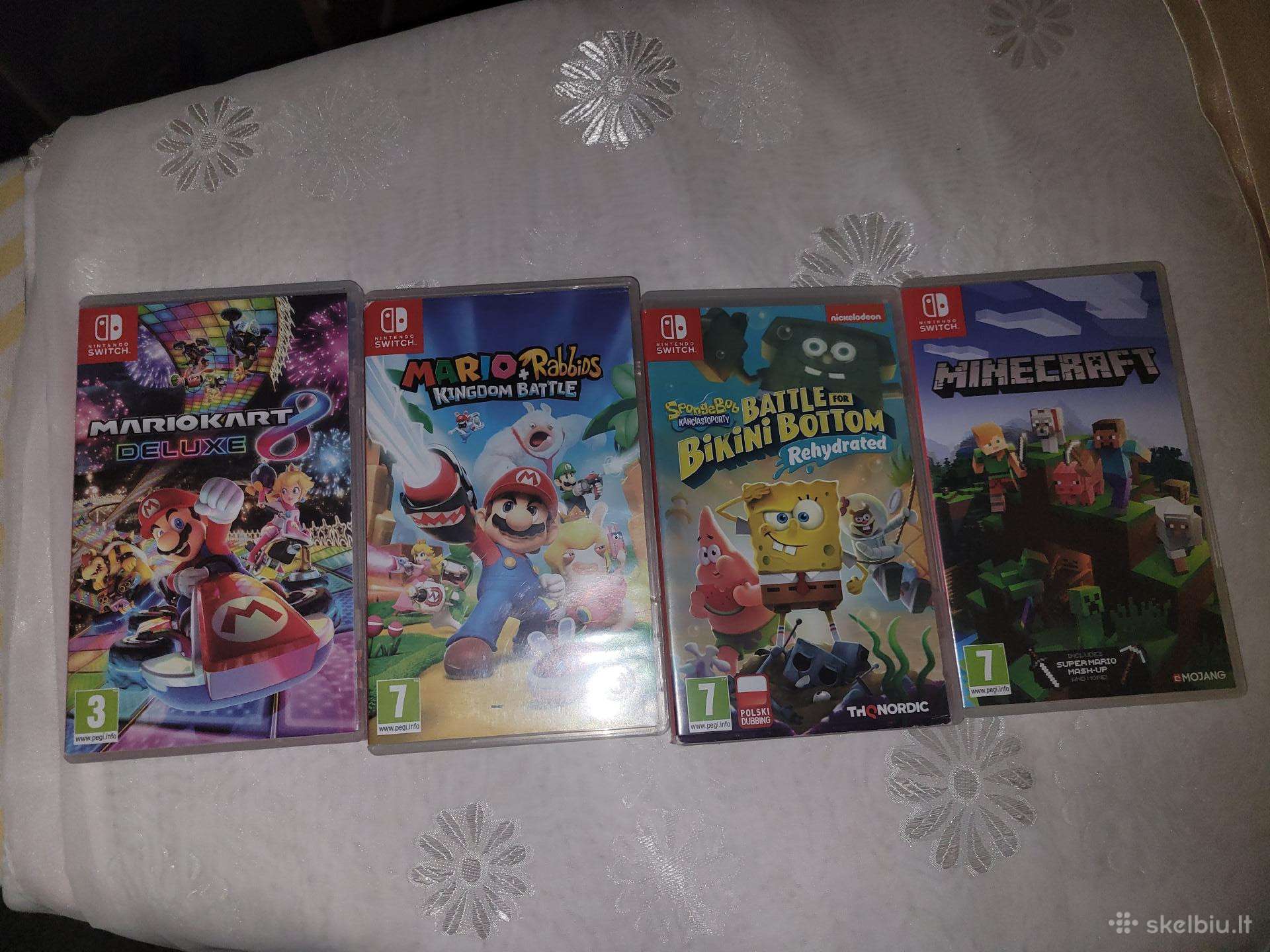 Nintendo žaidimai minecraft, mario, kempiniukas