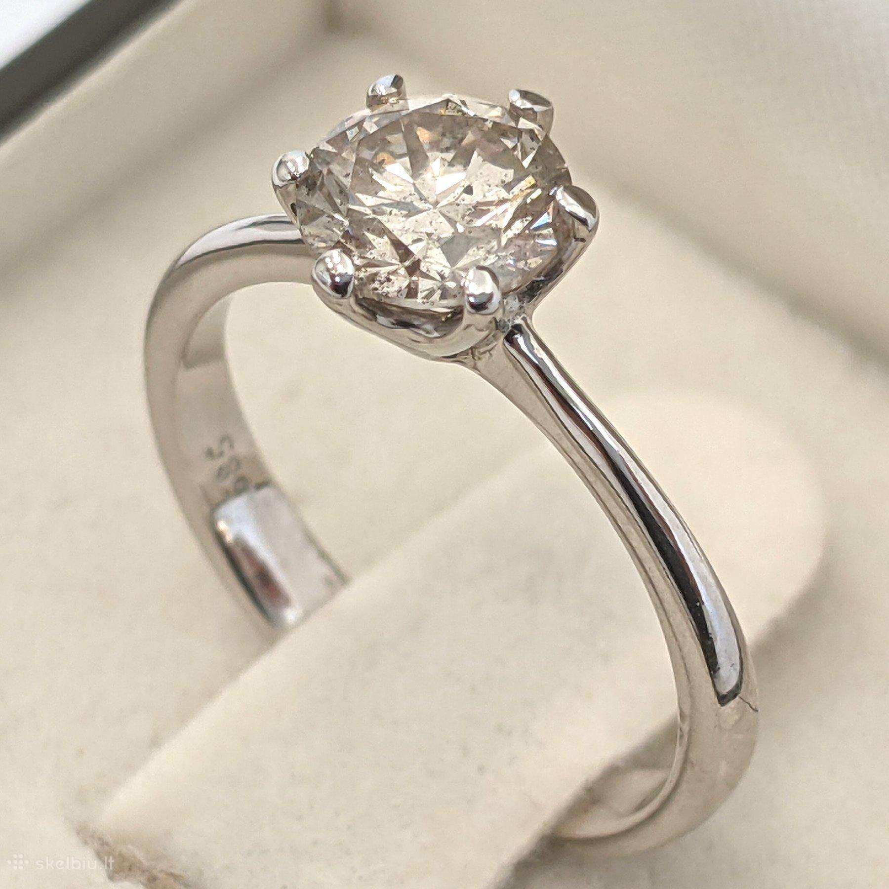 Sužadėtuvių žiedas su 1,02 ct briliantu